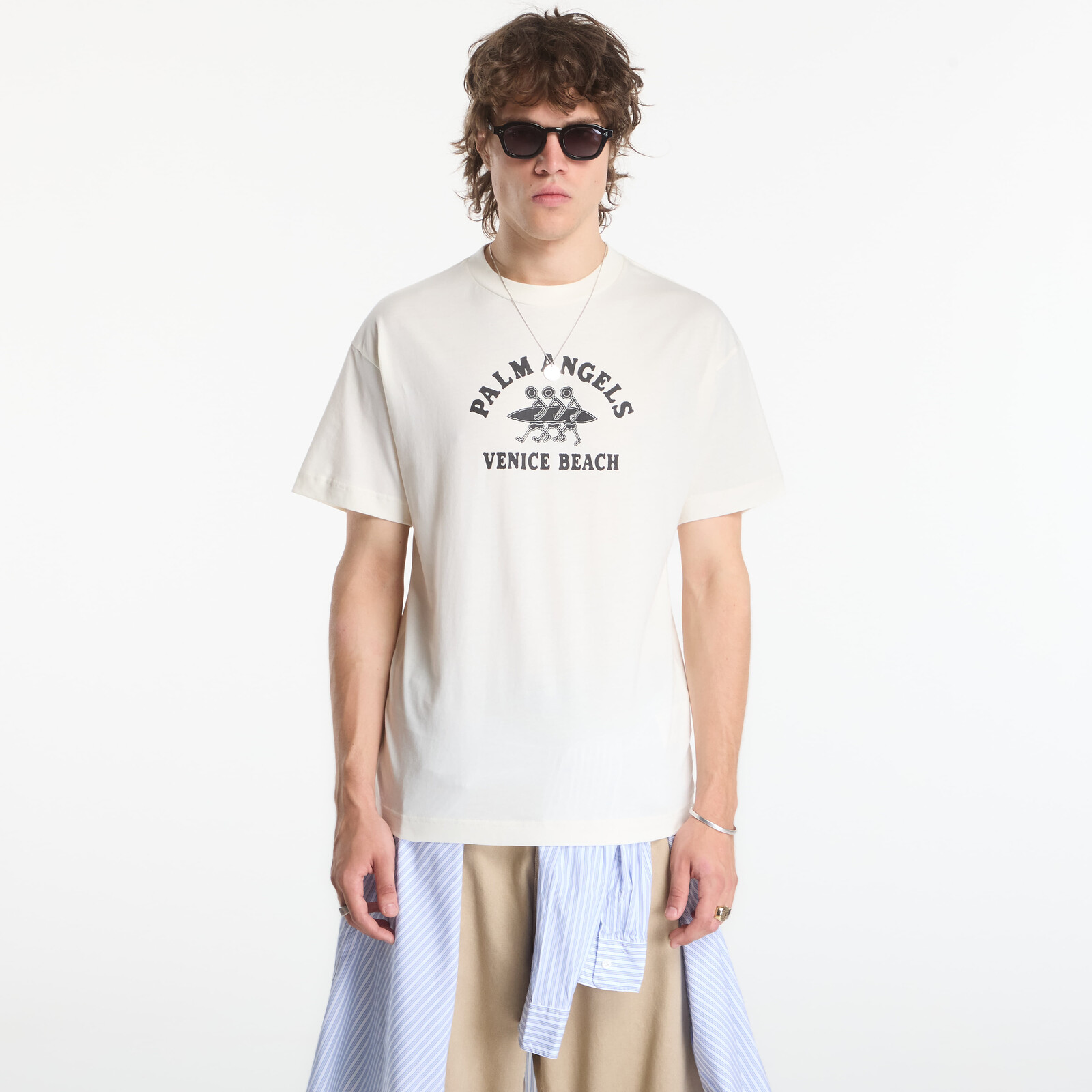 Tričko Palm Angels Surf Men Regular Tee Off White/ Black M