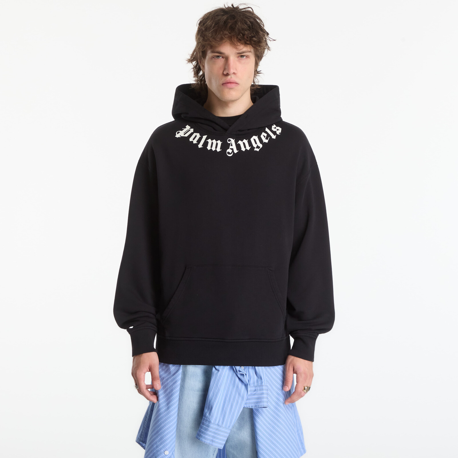 Mikina Palm Angels Neck Logo Regular Hoodie Black/ Off White M