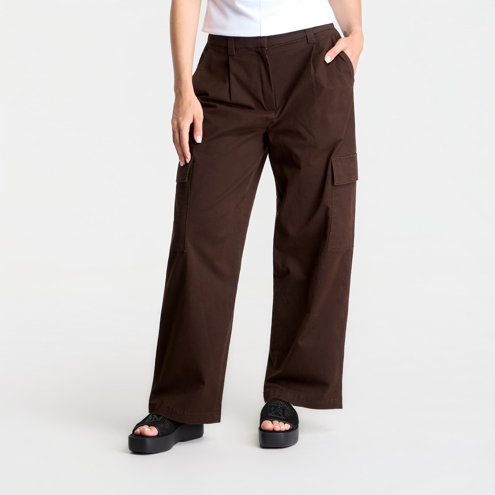 Kalhoty Calvin Klein Jeans Cotton Ewaist Cargo Pant Dark Coffee M