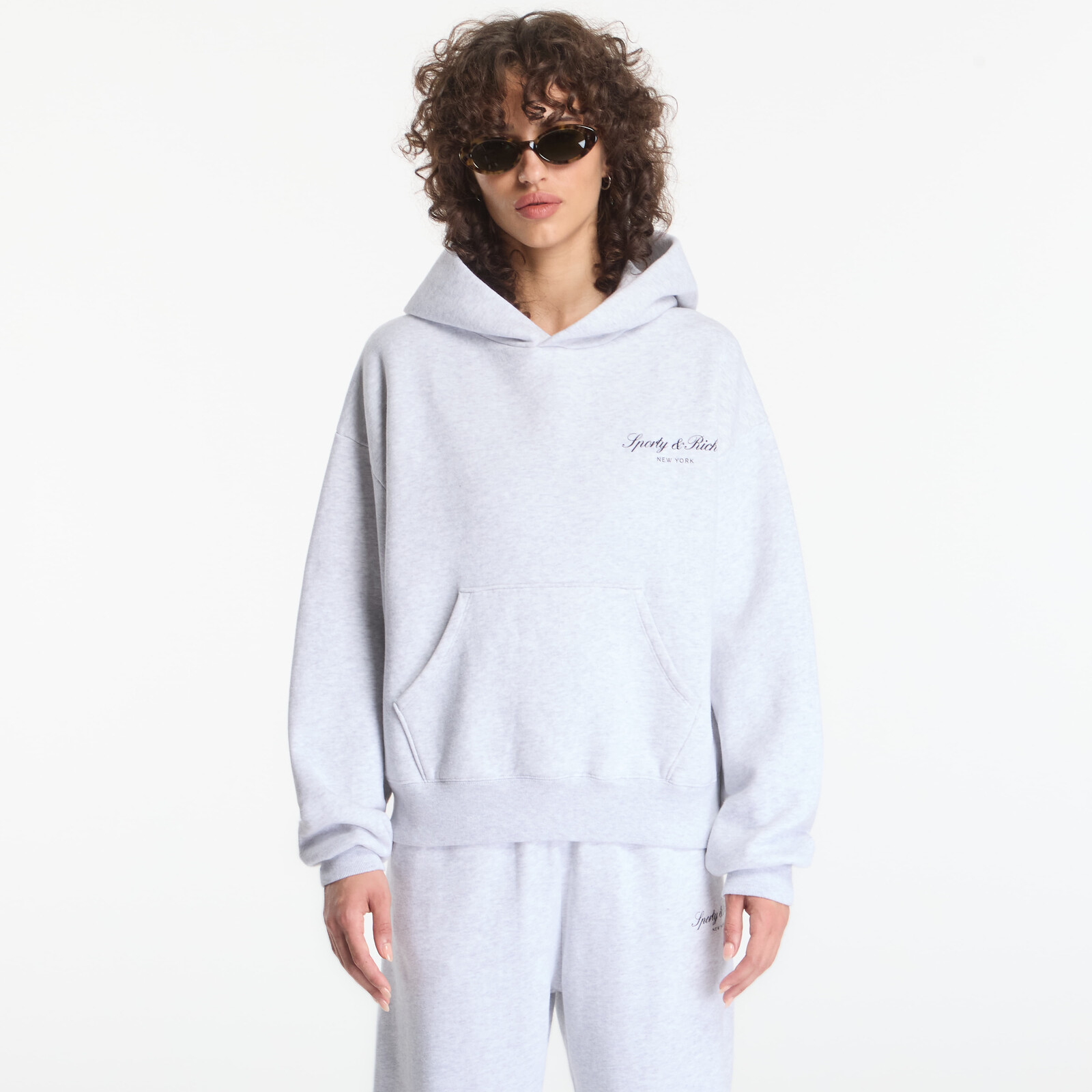 Mikina Sporty & Rich Signature NY Hoodie UNISEX Heather Gray L