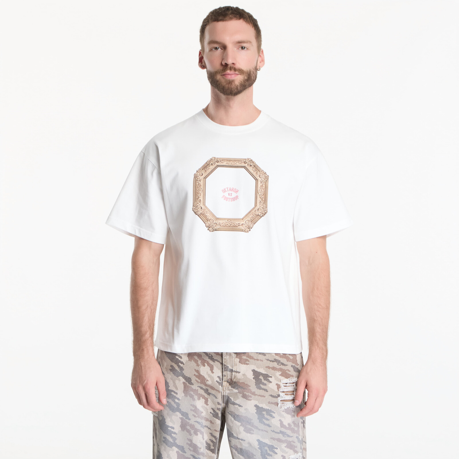 Tričko Footshop x Oktagon T-Shirt Frame White XL
