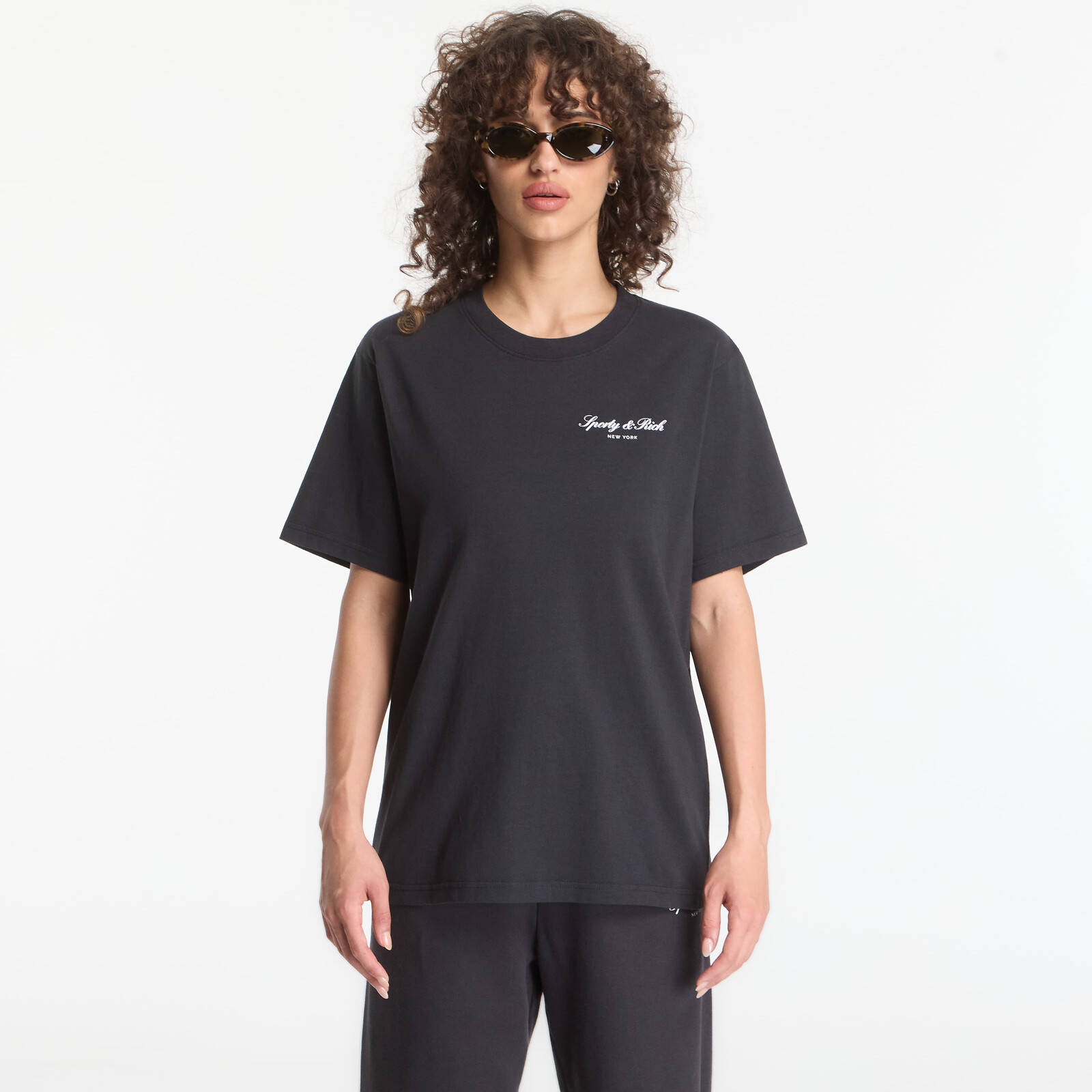 Tričko Sporty & Rich Signature NY Tshirt UNISEX Faded Black XL