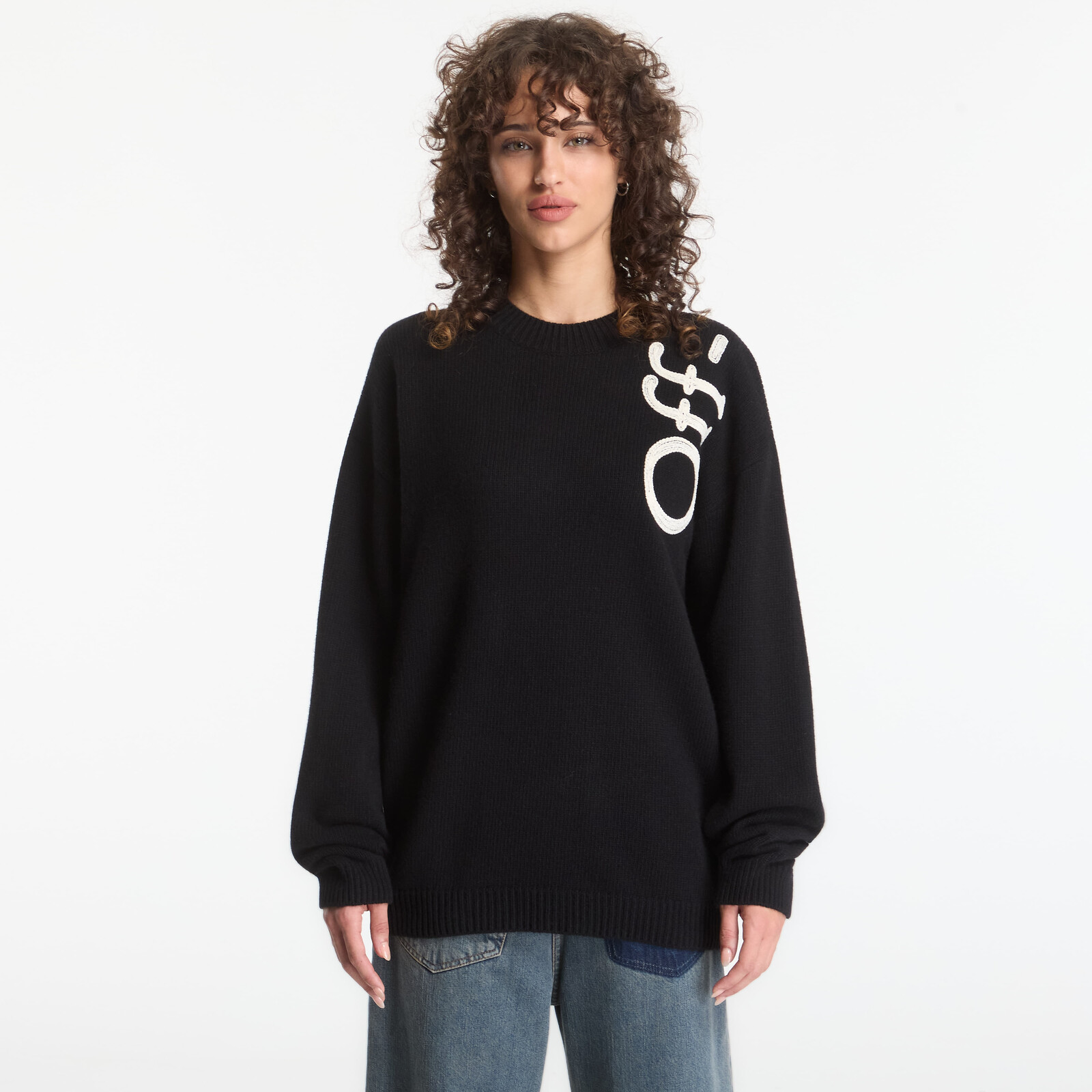 Sveter Off-White Vertical Bookish Knit Crewneck UNISEX Black M