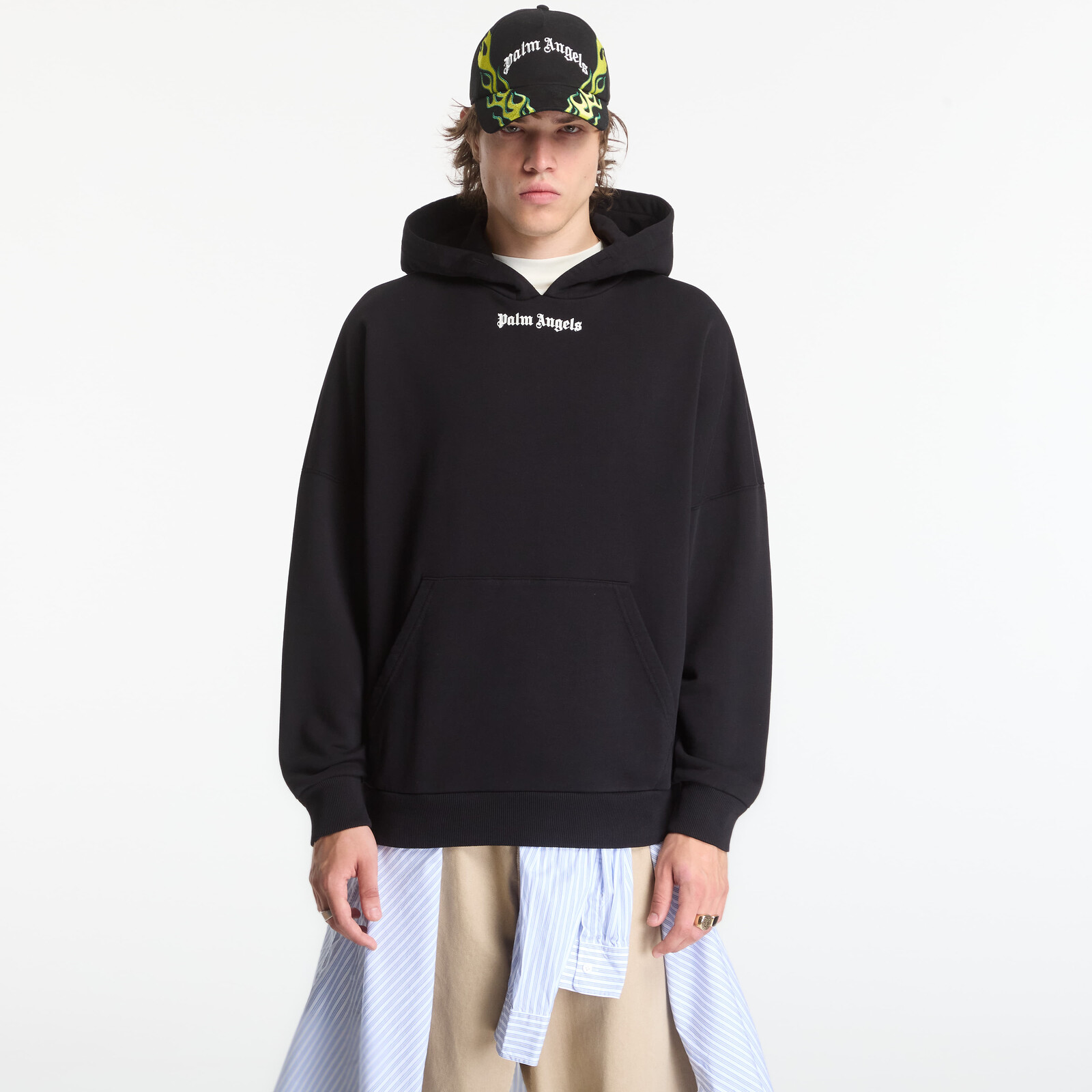 Mikina Palm Angels Classic Logo Over Hoodie Black/ Off White L