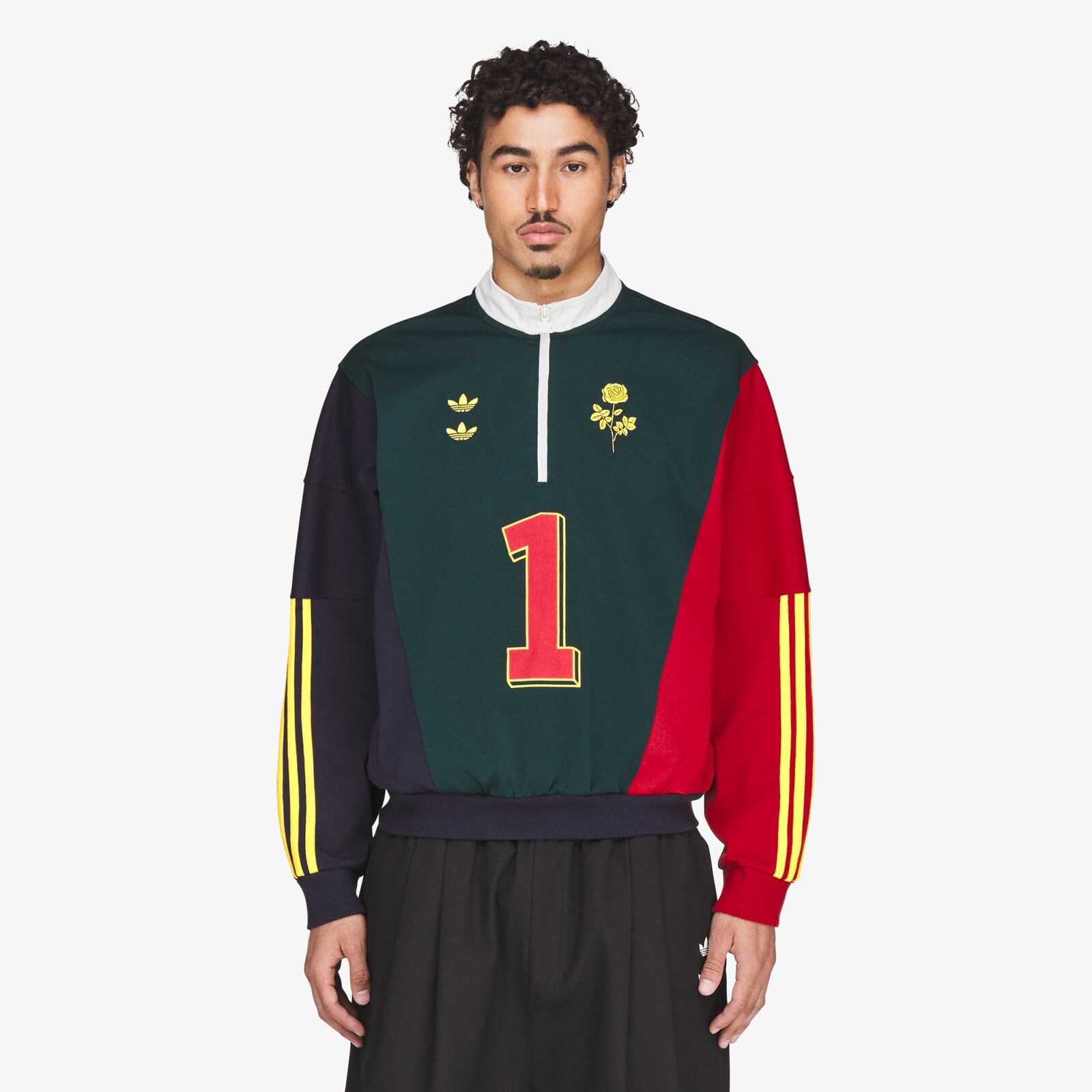 Mikina adidas x Willy Chavarria Chavarria Watsonville Quarter Zip Aurora Ivy/ Legend Ink/ Better Scarlet XL