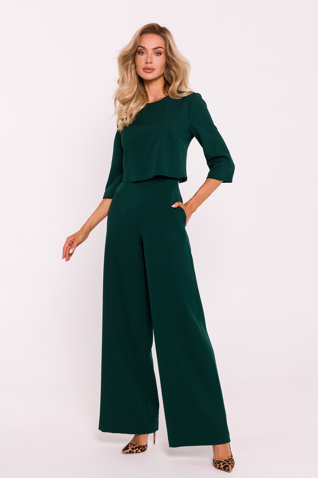 Made Of Emotion Woman's Double layer top jumpsuit - bottle green