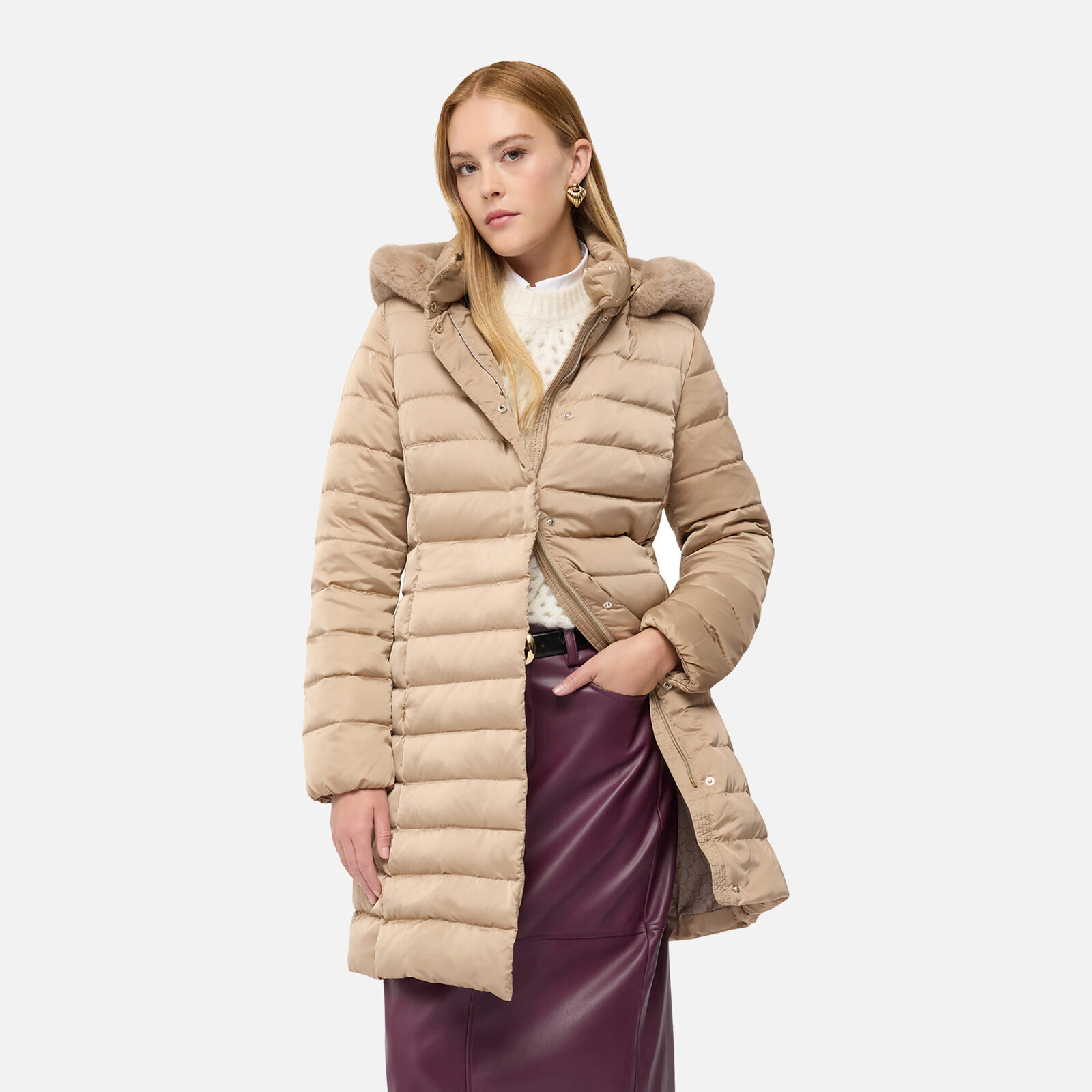 Beige Women's Down JacketaGeox Bettanie - Women's