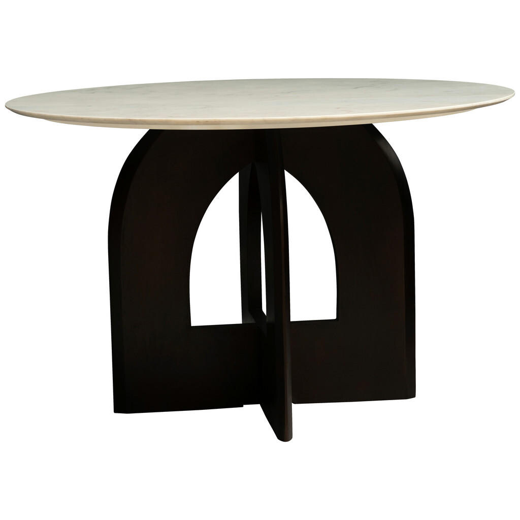 Livetastic JEDÁLENSKÝ STÔL, mangové drevo, biela, farba vlašského orecha, 120/76/120 cm
