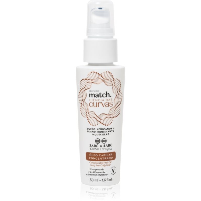 oBoticário Match. Science of Curves olej na vlasy pre vlnité a kučeravé vlasy 50 ml