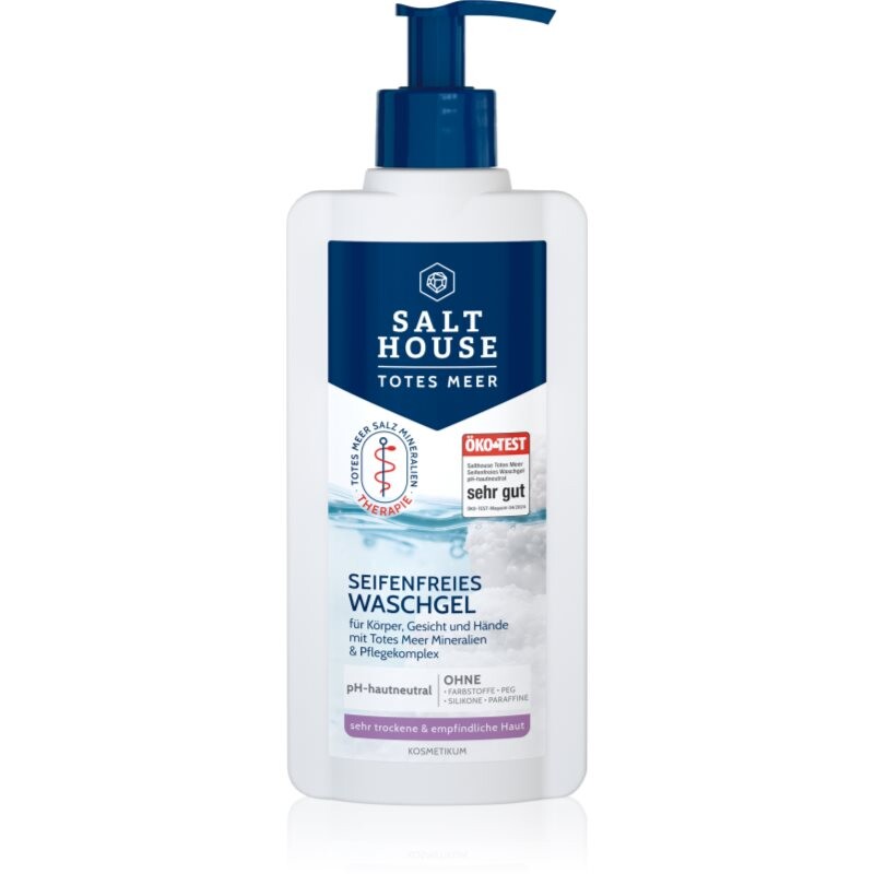 Salt House Dead Sea Therapy Soap-free Washing Gel čistiaci gél bez mydla na telo, tvár a ruky s jojobovým olejom a ureou 250 ml