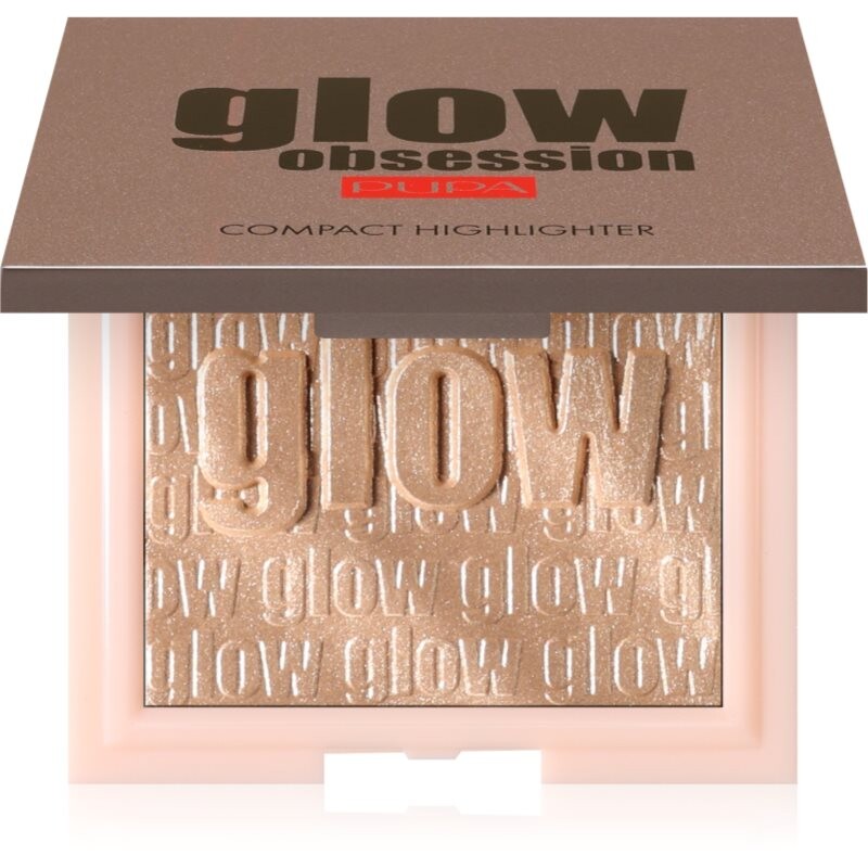 PUPA Milano Glow Obsession kompaktný púdrový rozjasňovač odtieň 100 - Light Gold 6 g