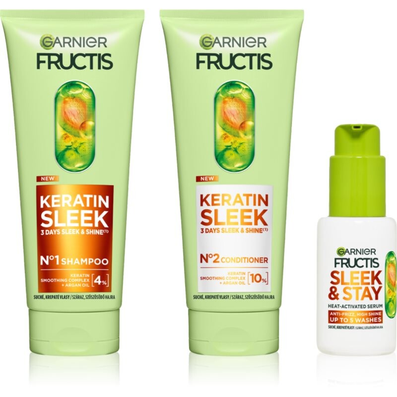 Garnier Fructis Keratin Sleek sada na vlasy 3 ks