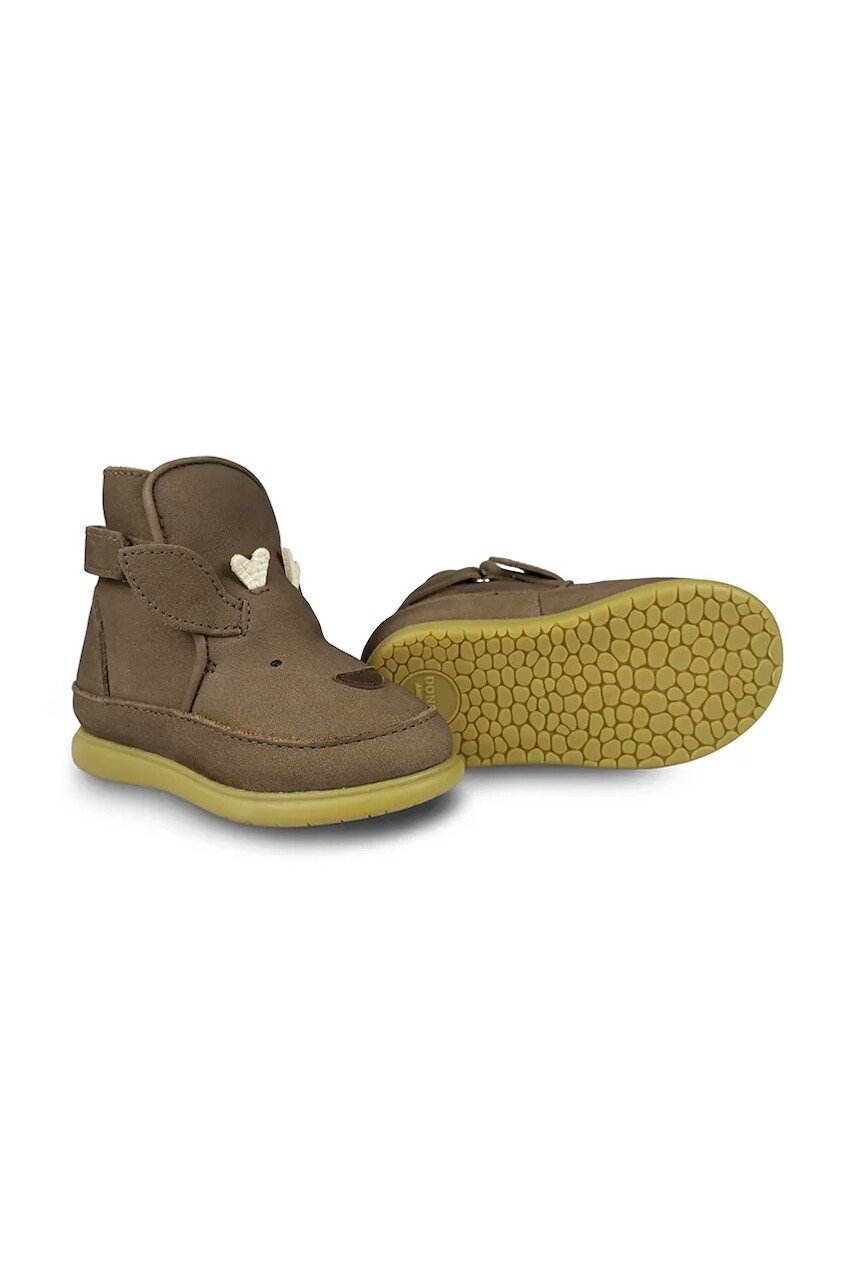 Donsje Detské zimné semišové topánky Donsje Dubu Special Shoes Stag