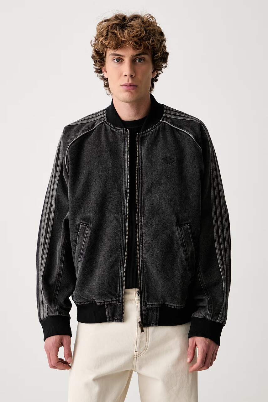 adidas Originals mikina na zips pánska rifľová
