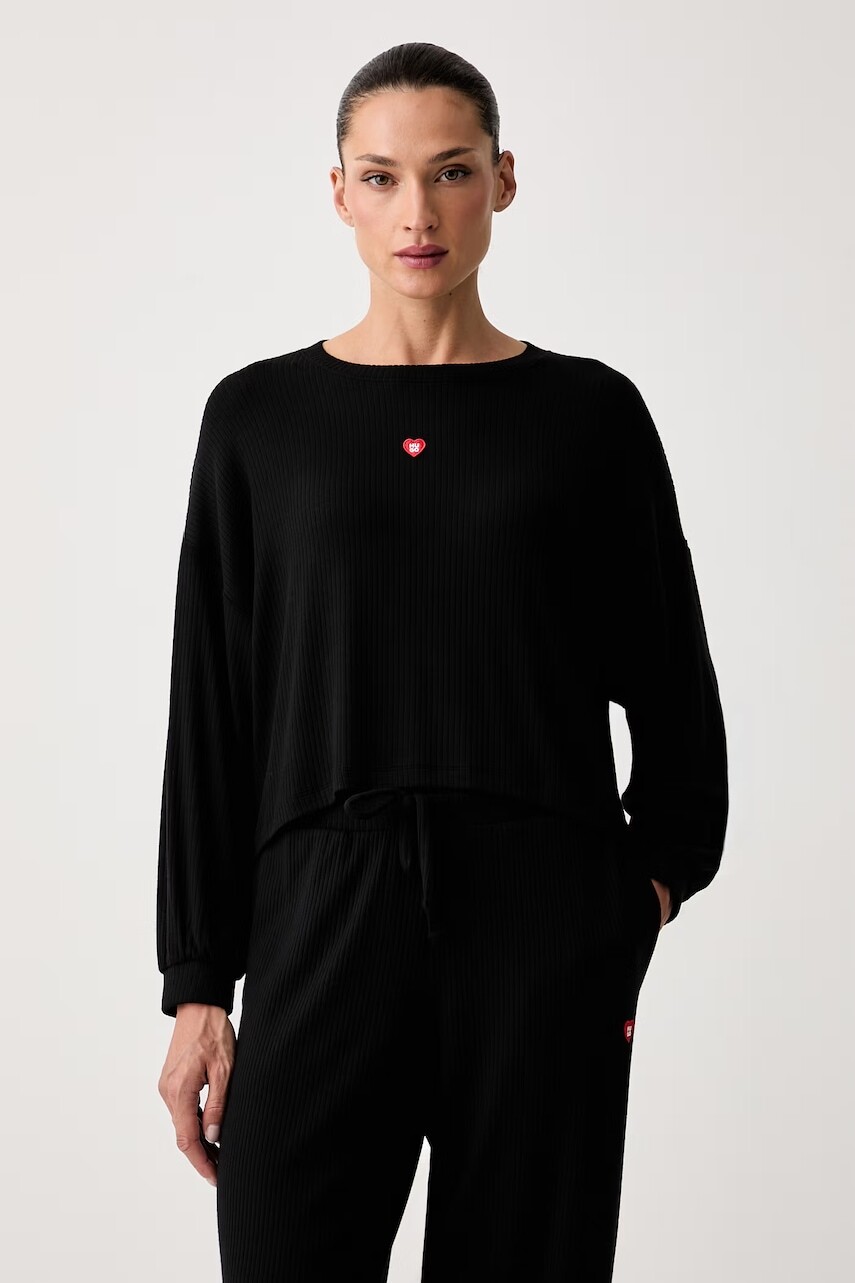 HUGO mikina loungewear dámska s modalom HUGO HEART TOP