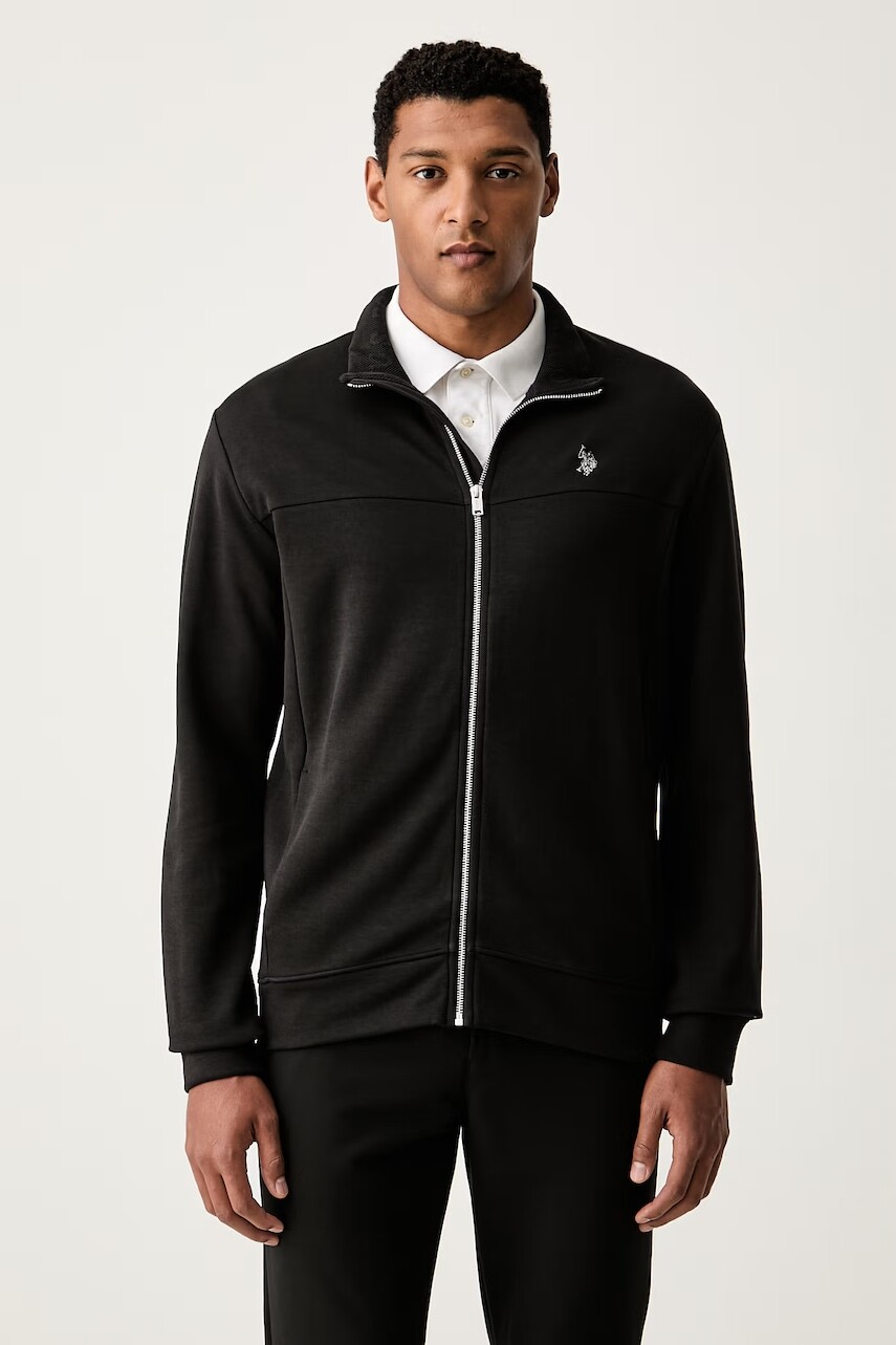 U.S. Polo Assn. mikina na zips pánska s bavlnou LUXE DHM ZIP THROUGH FUNNEL