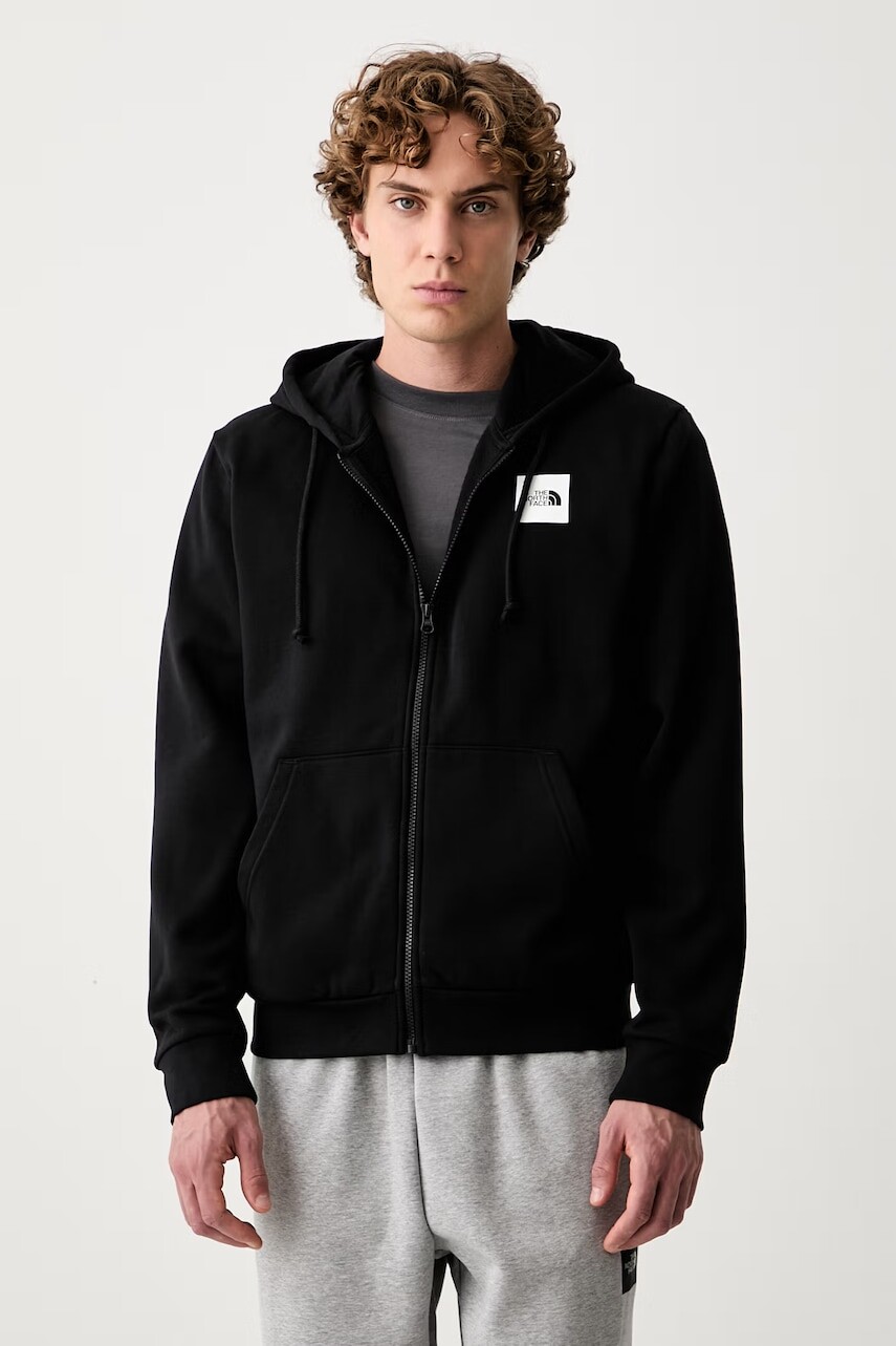The North Face mikina na zips s kapucňou pánska s bavlnou Box Regular