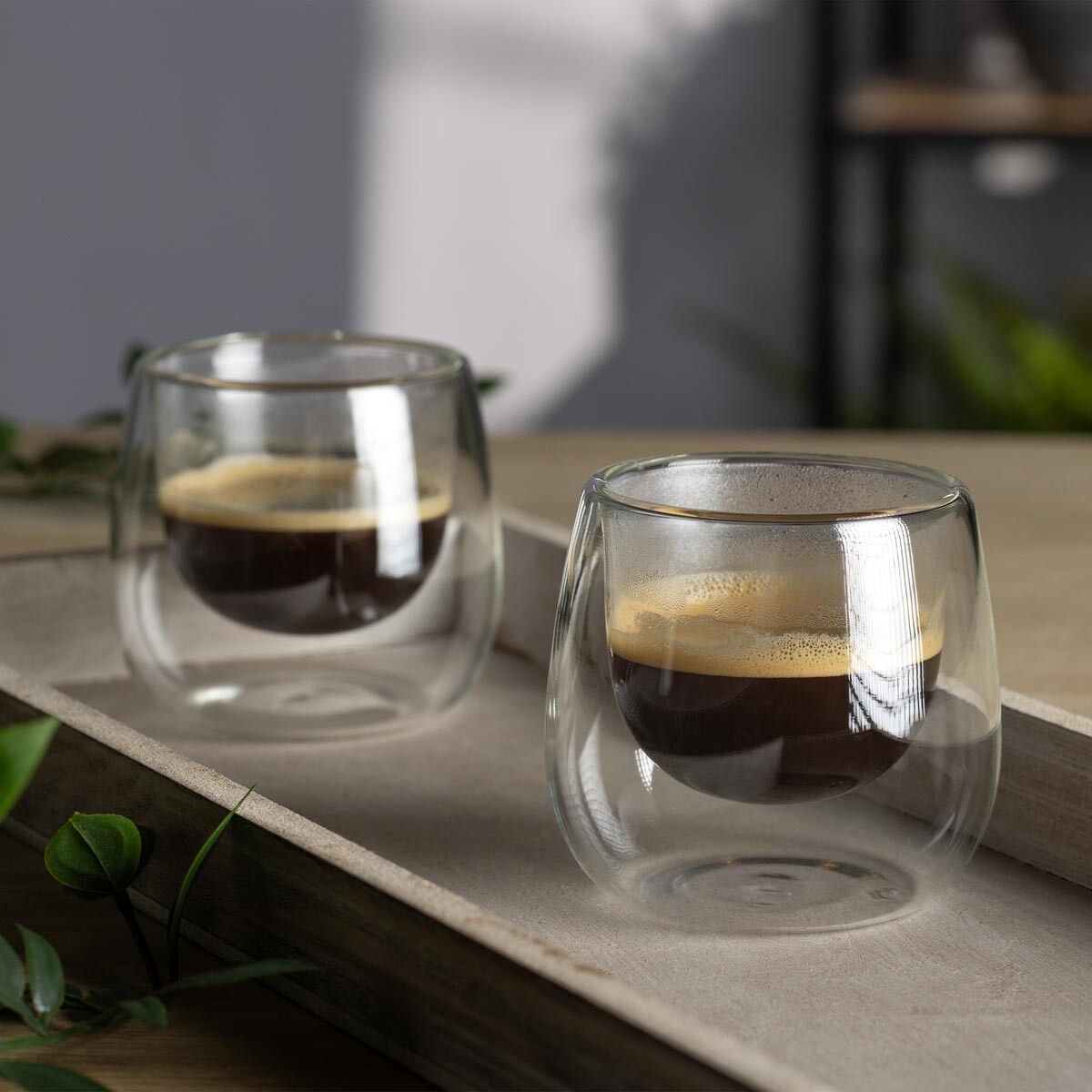 Dvojstenná sklenená pohárik Espresso, 80 ml, 2 ks
