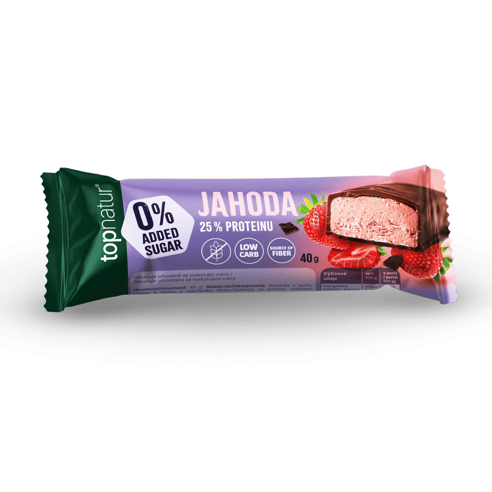 TOPNATUR No Added Sugar proteínová tyčinka - Jahoda 40 g