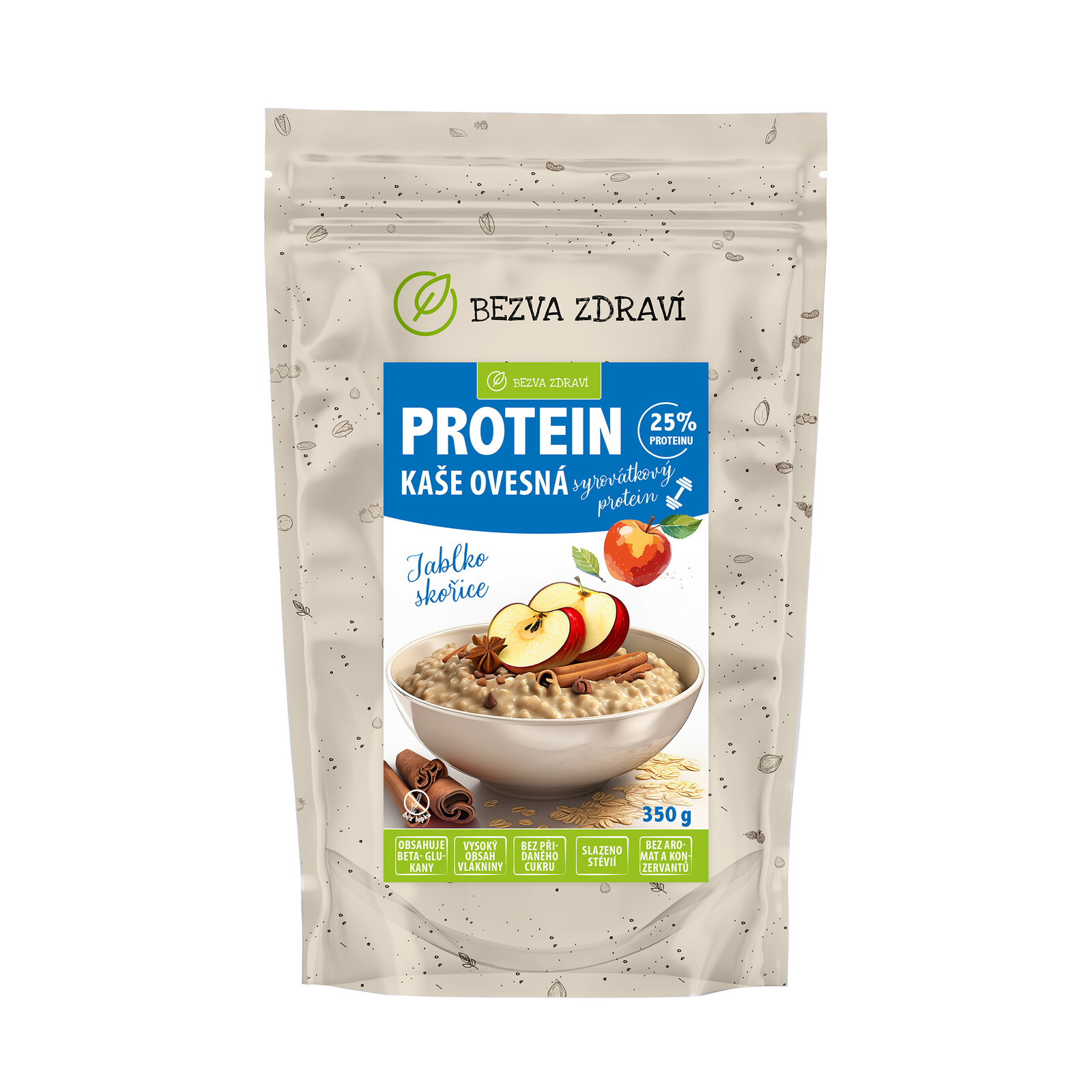 BEZVA MÜSLI Proteínová ovsená kaša jablko škorica 350 g