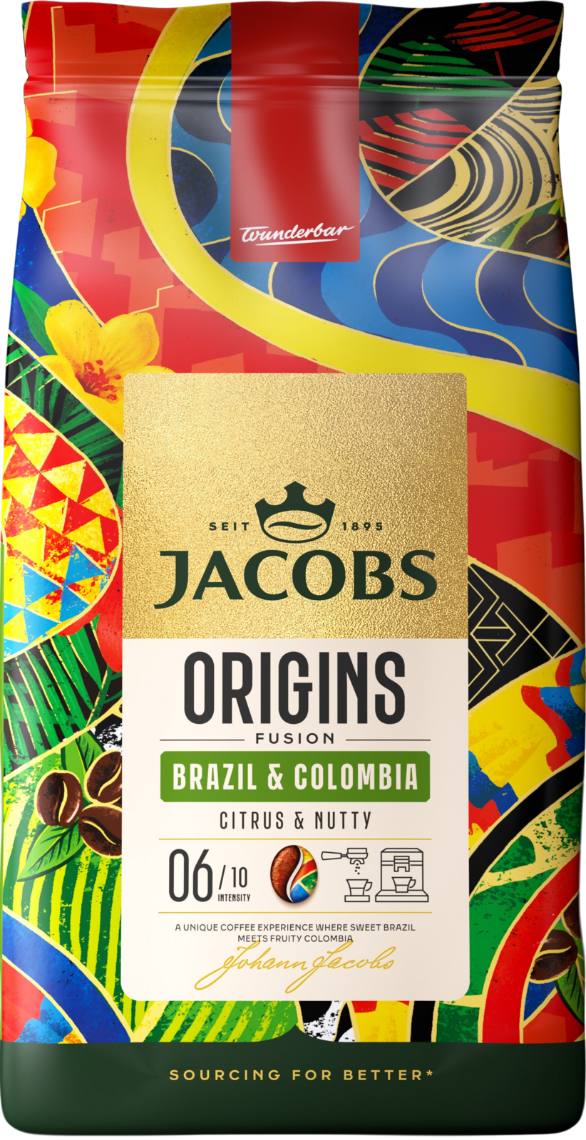 JACOBS Origins Brazil & Colombia zrnková káva 1000 g