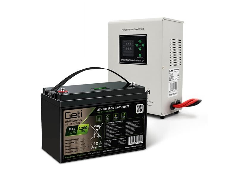 Záložný zdroj GETI GEP701LF sínusový 700 W (1000 VA) + batéria LiFePO4 100 Ah