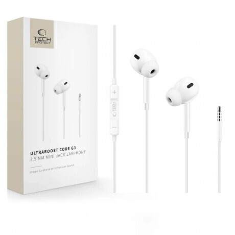 Tech-Protect Core G3 slúchadlá do uší 3.5mm mini jack, biele