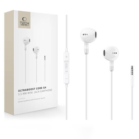 Tech-Protect Core G4 slúchadlá do uší 3.5mm mini jack, biele
