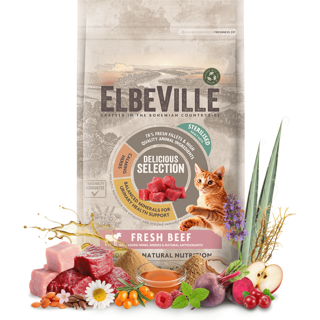 Krmivo ELBEVILLE Cat Sterilised Fresh Beef 1,8kg