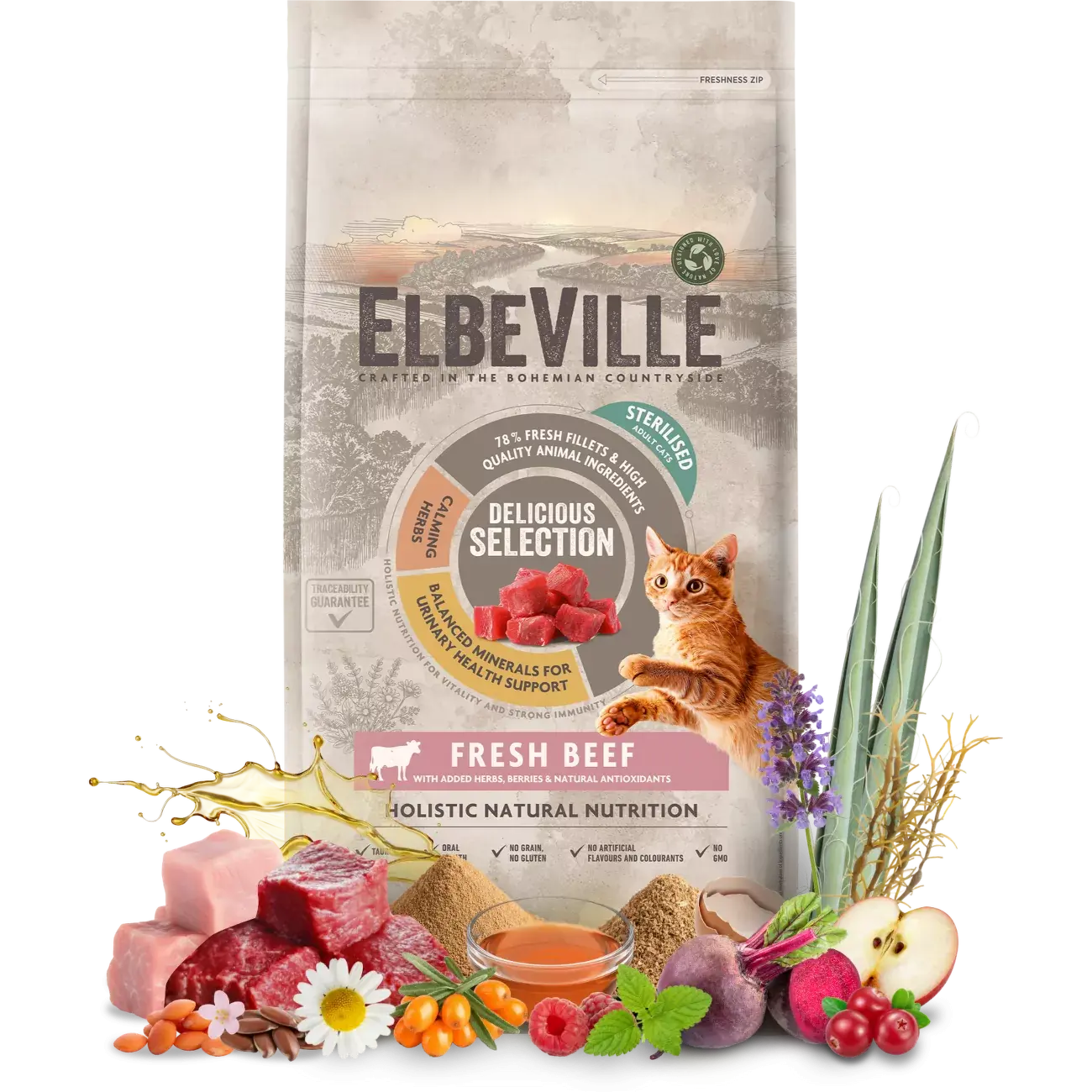 Krmivo ELBEVILLE Cat Sterilised Fresh Beef 4,8 kg