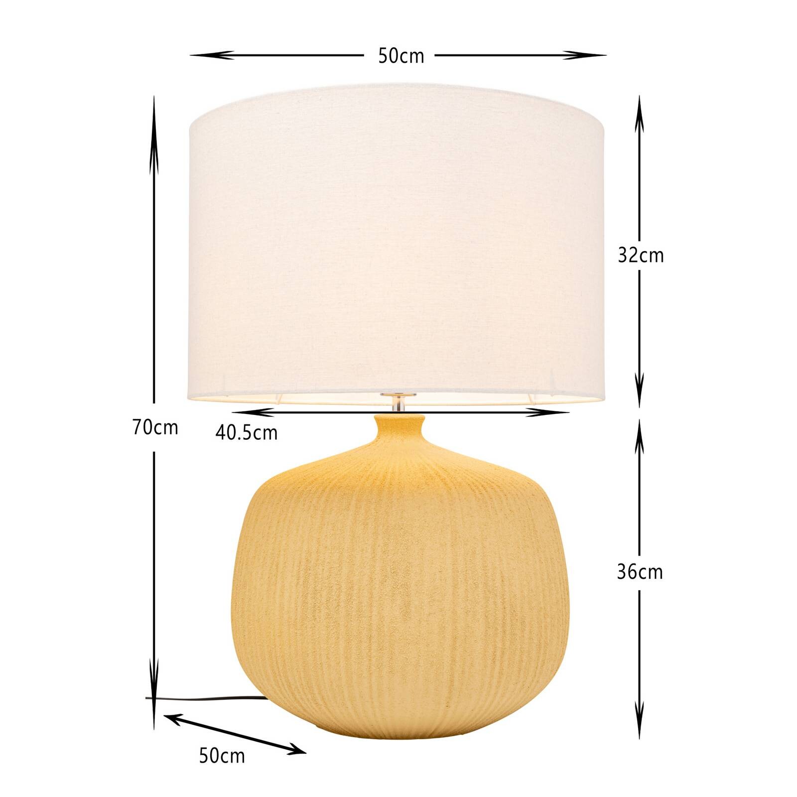 Stolová lampa Kare Luma, žltá, bavlna/keramika, 70 cm, E27