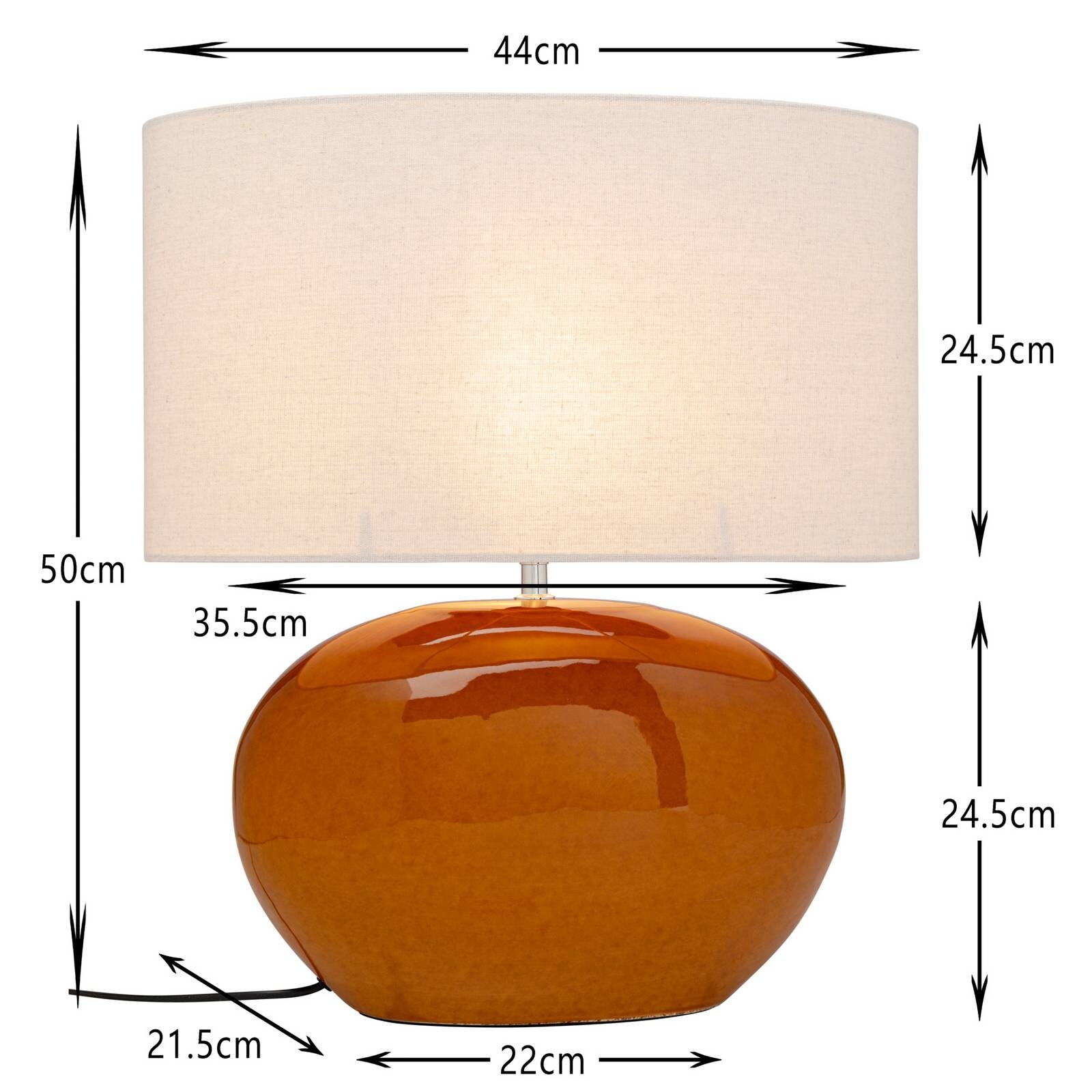 Stolová lampa Kare Beo, oranžová, bavlna, výška 50 cm, E27