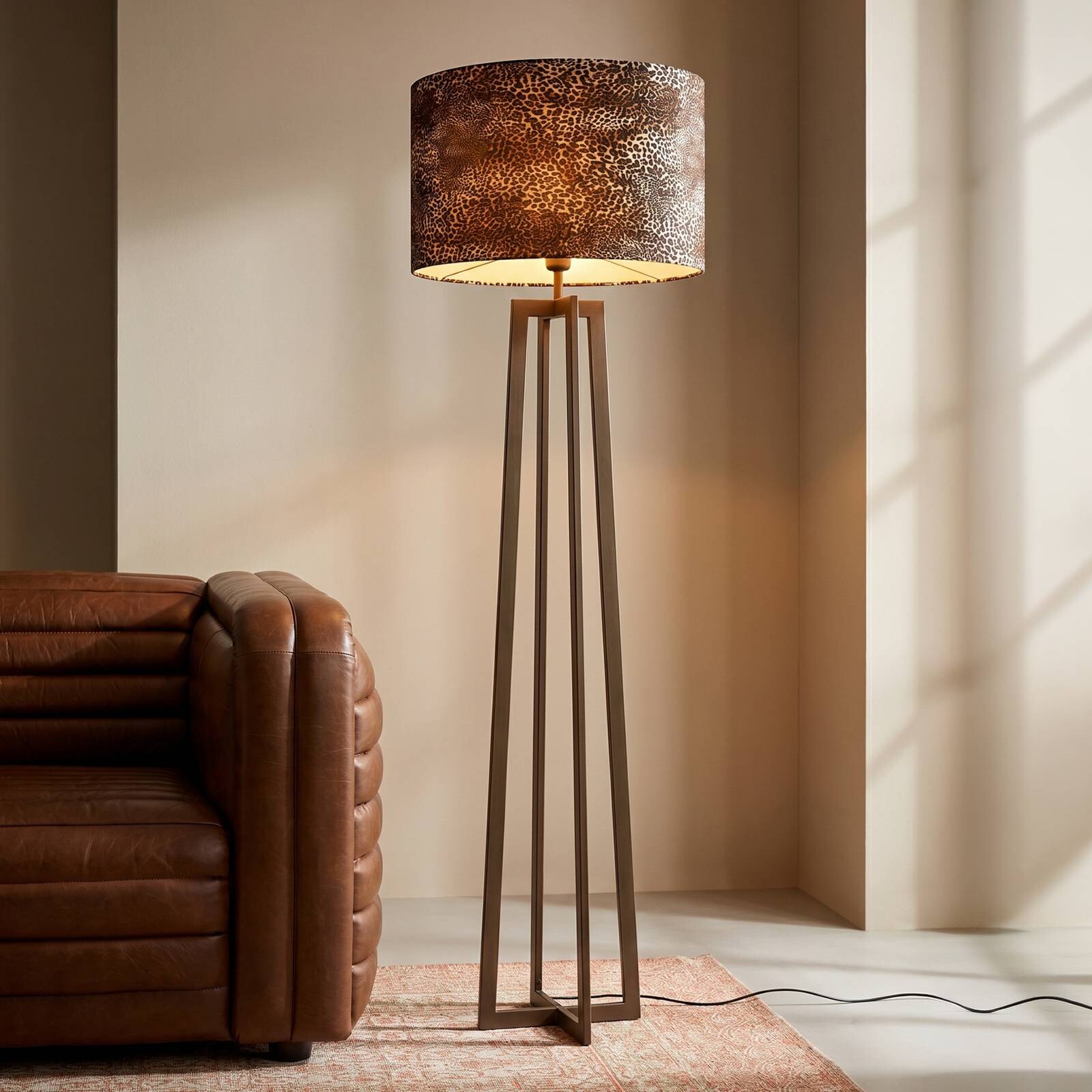 Stojacia lampa Kare Wildlife, hnedá, oceľ, výška 160 cm, E27