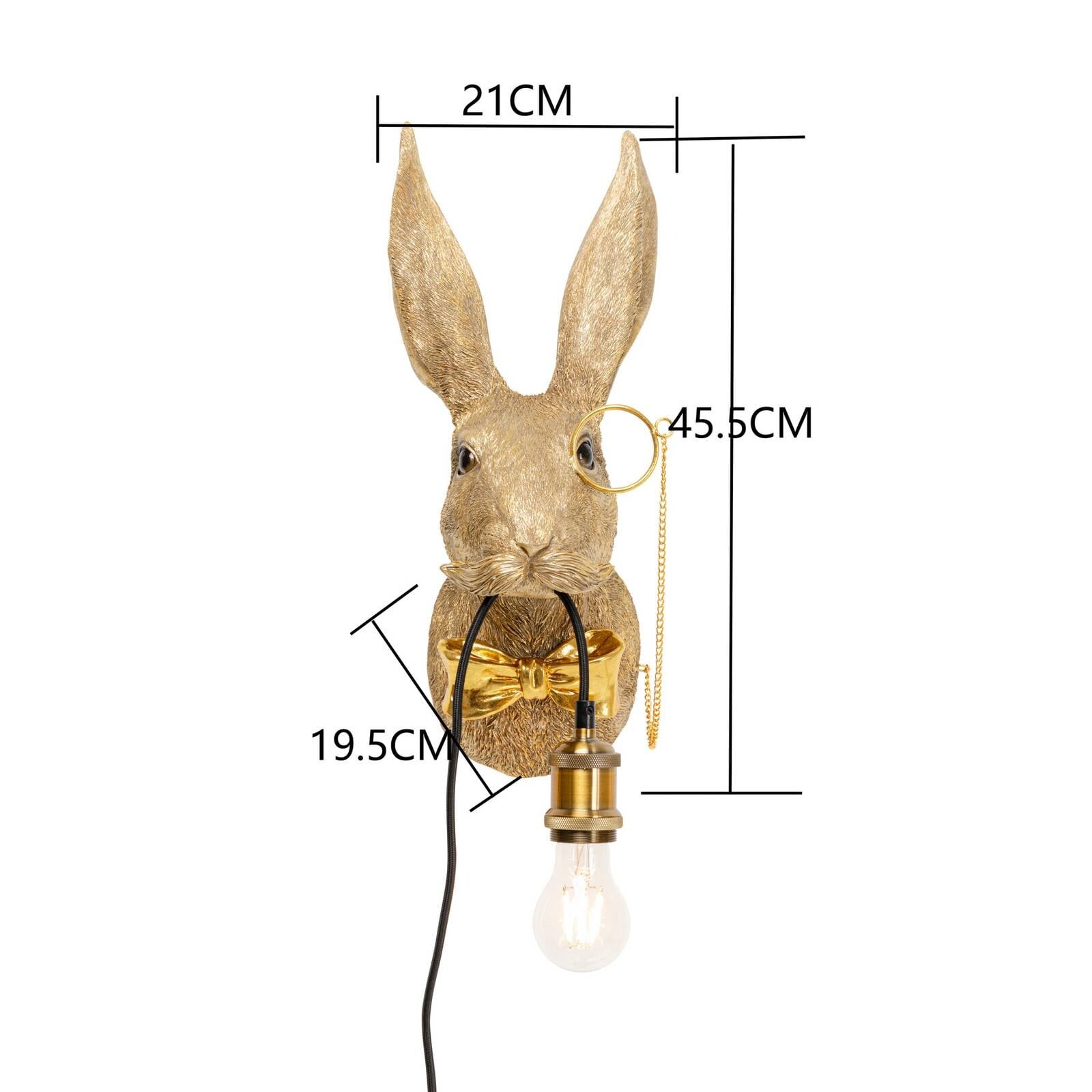 Nástenné svetlo Kare Animal Rabbit, zlatá, plast, E27