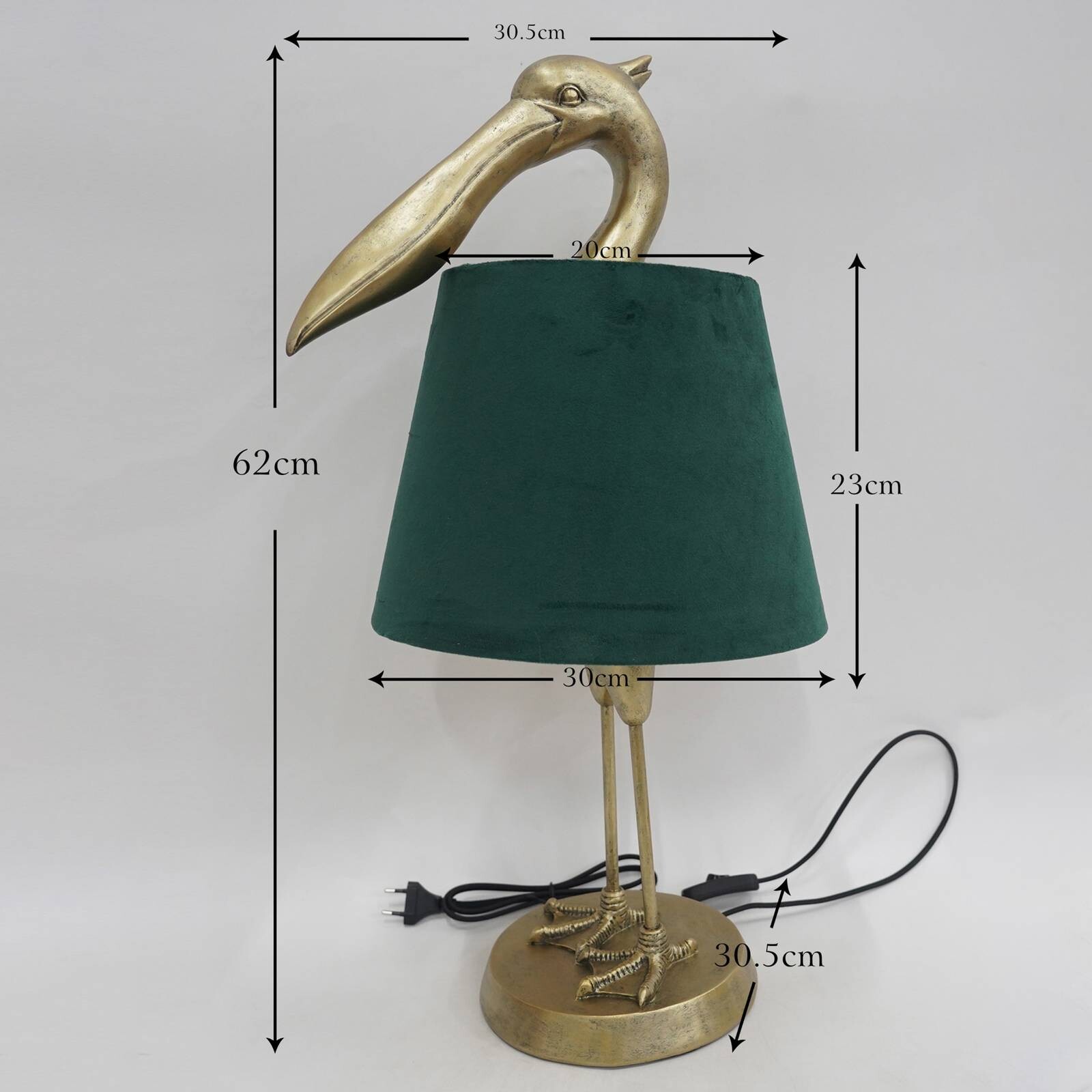 Stolová lampa Kare Pelican, zlatá, ľan, výška 62 cm, E27