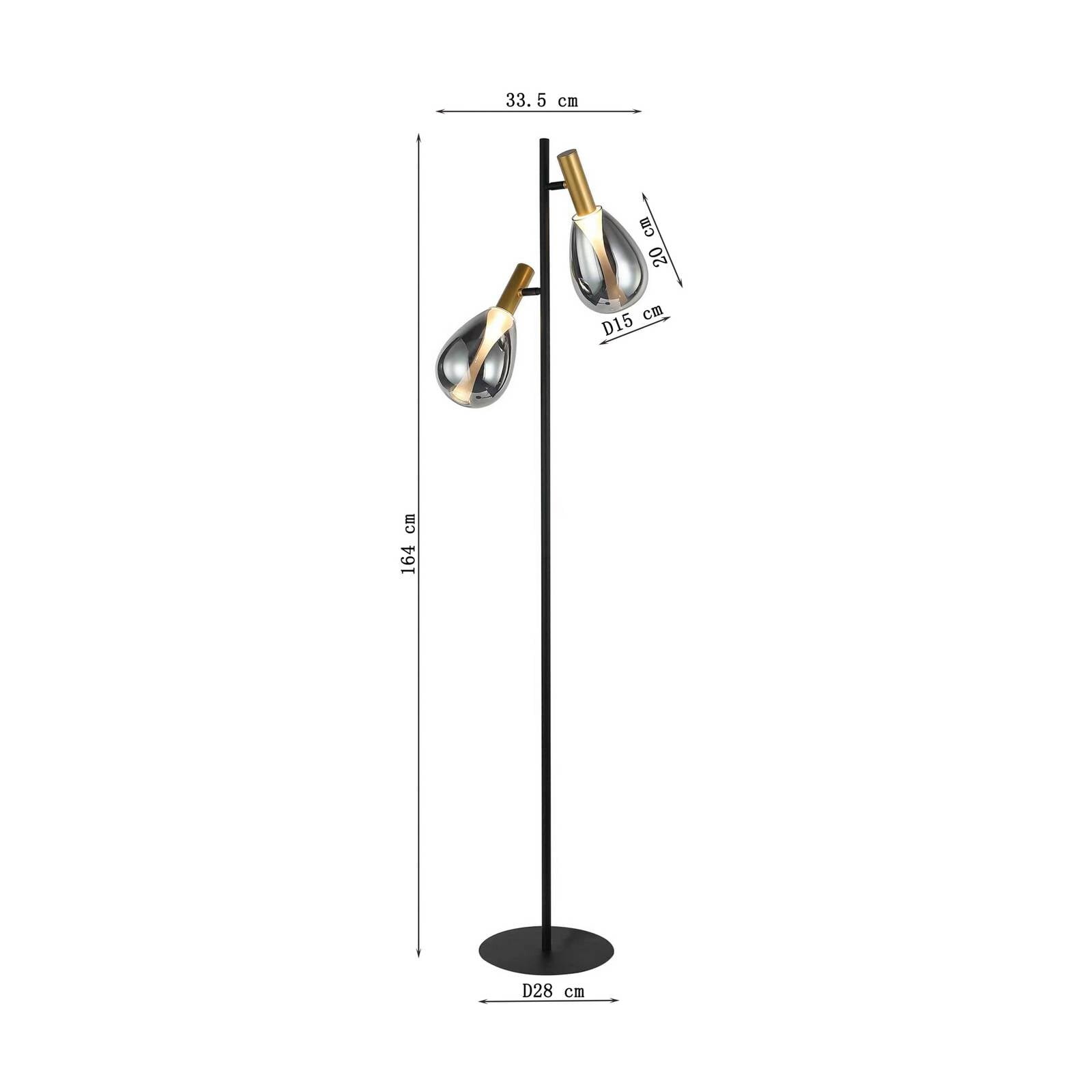 Stojacia lampa Kare Fari, sivá, sklo, výška 164 cm, 2-pl., G9