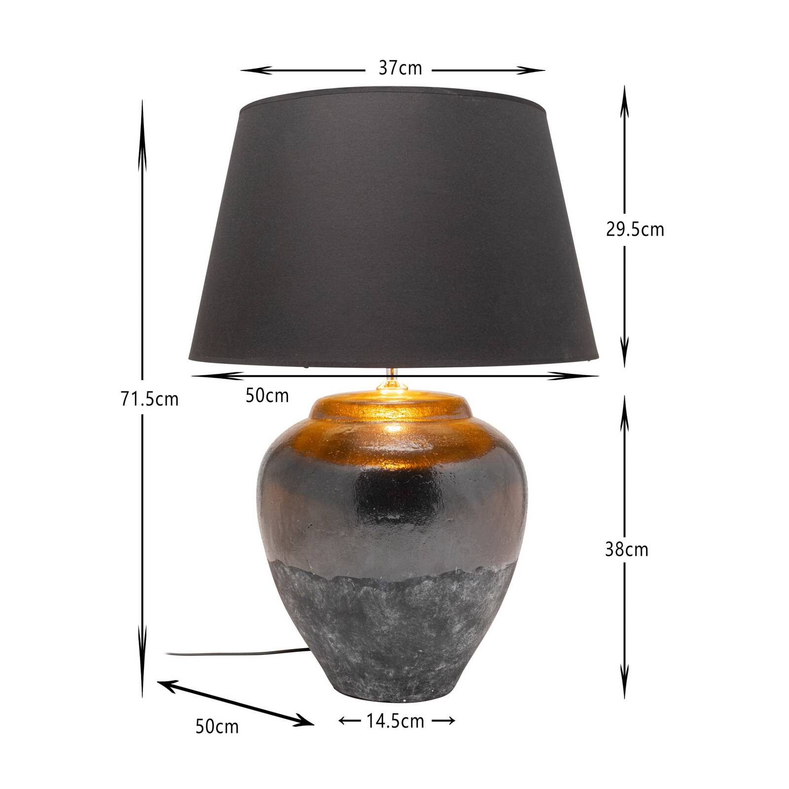 Stojacia lampa Kare Luma, modrá, bavlna/terakota, 71,5 cm