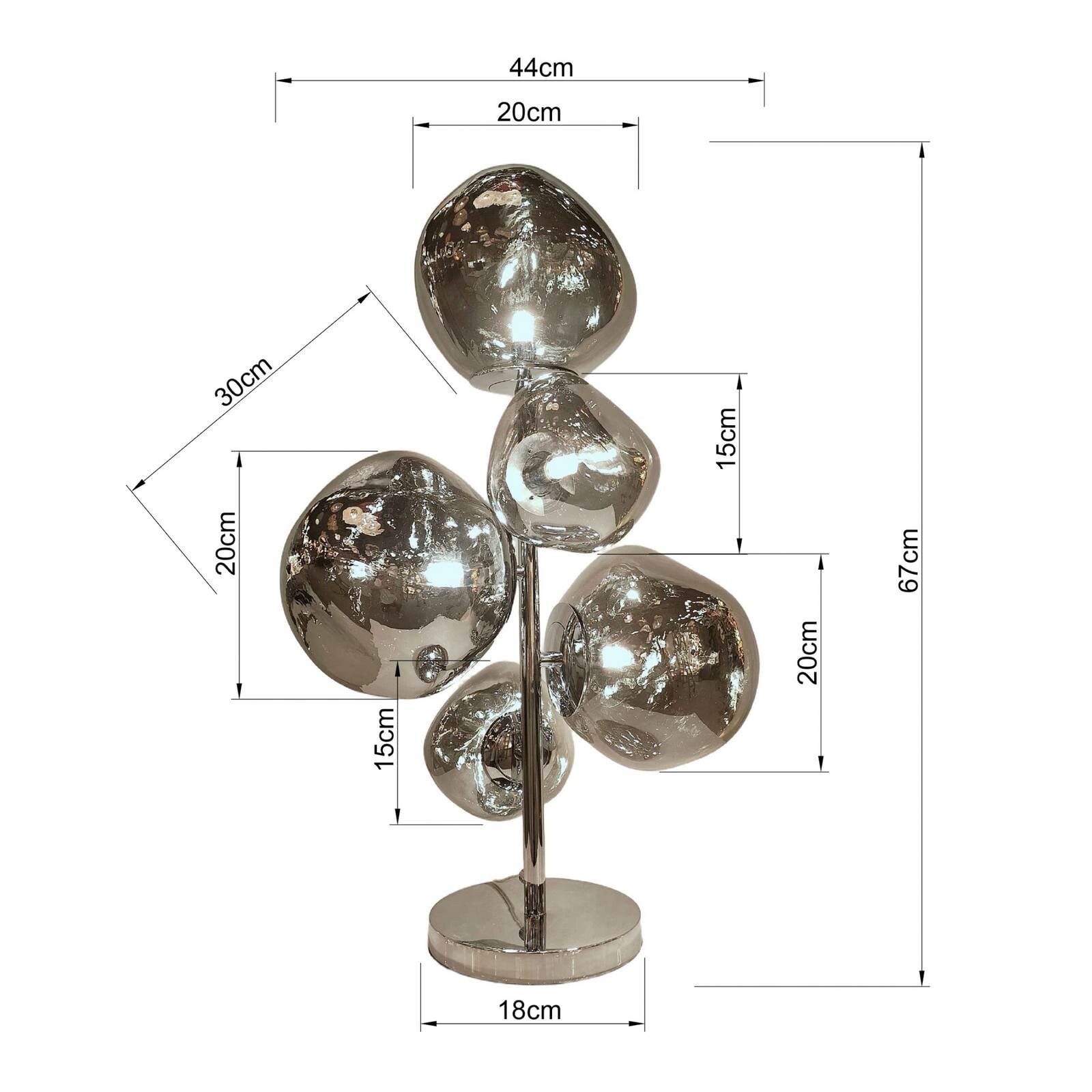 Stojacia lampa Kare Burbuja, strieborná, sklo, oceľ, 67 cm