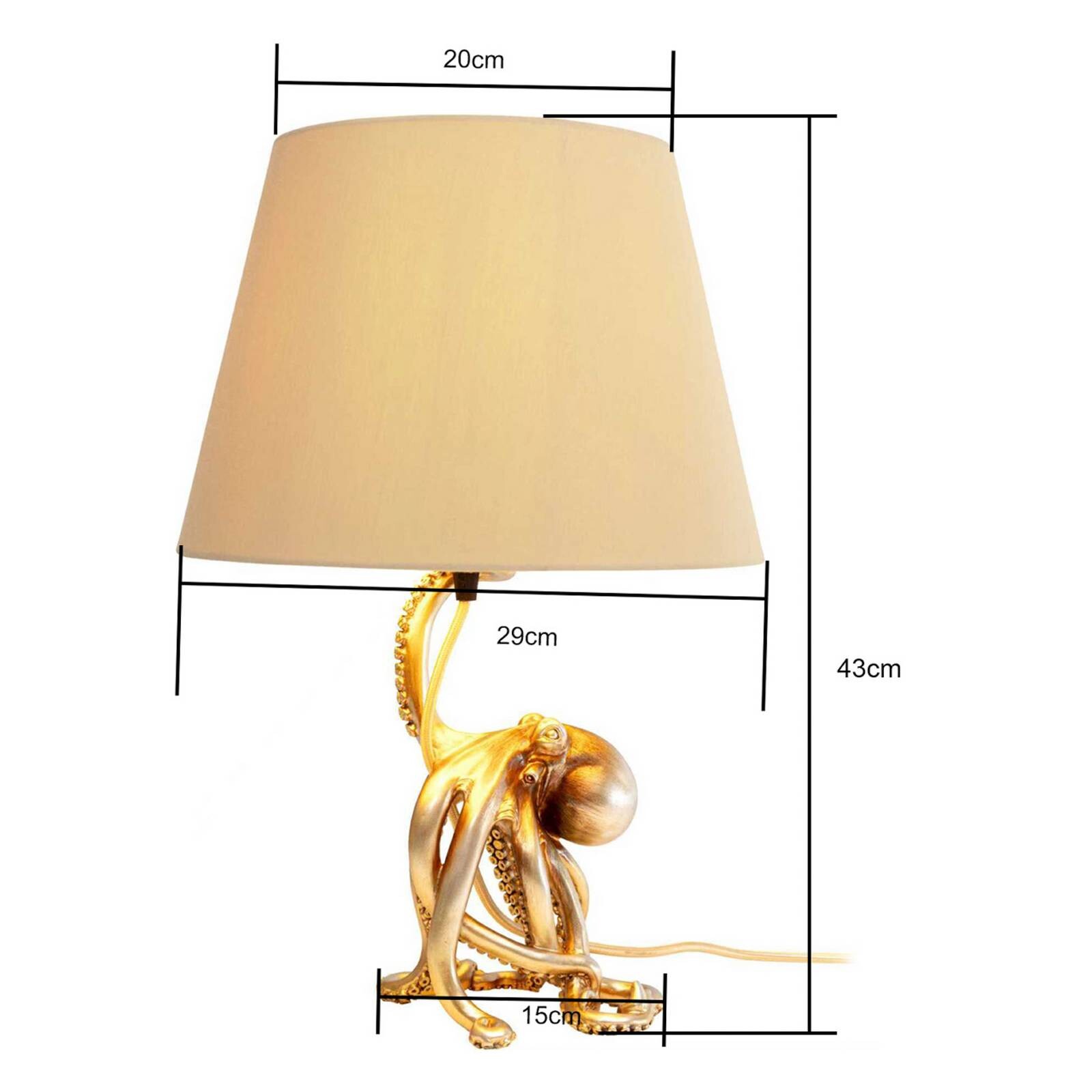 Stolová lampa Kare Octopus, zlatá, polyester, výška 43 cm, E27
