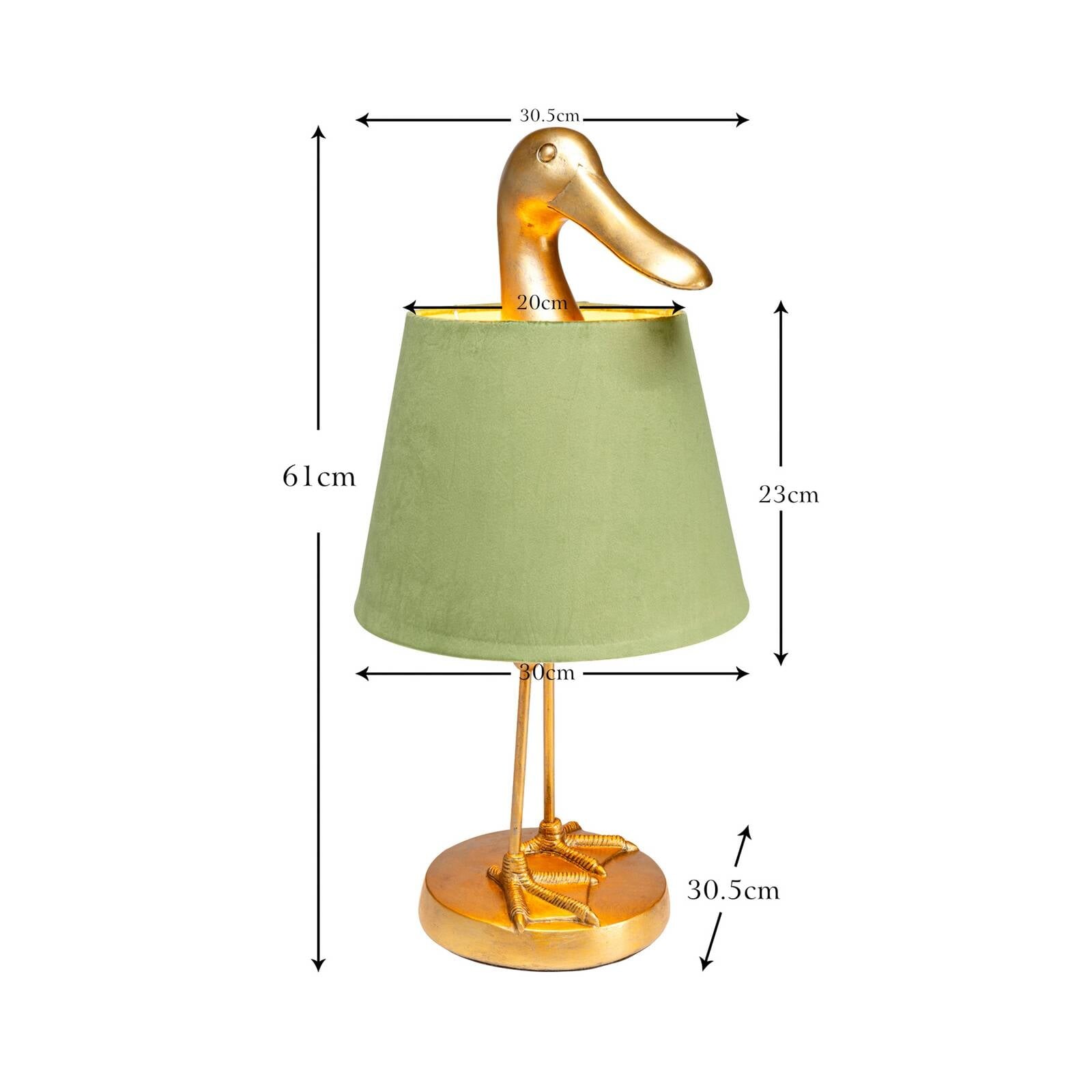 Stolová lampa Kare Duck, zelená, ľan, výška 61 cm, E27