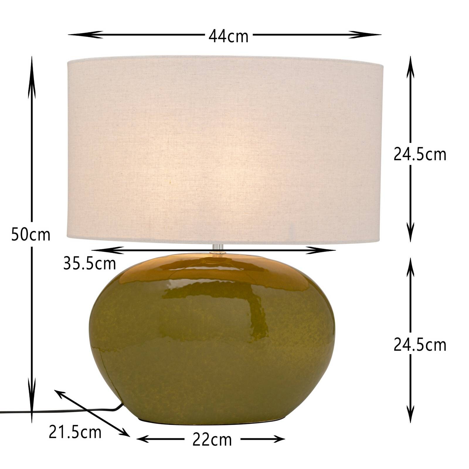 Stolová lampa Kare Beo, zelená, bavlna, výška 50 cm, E27