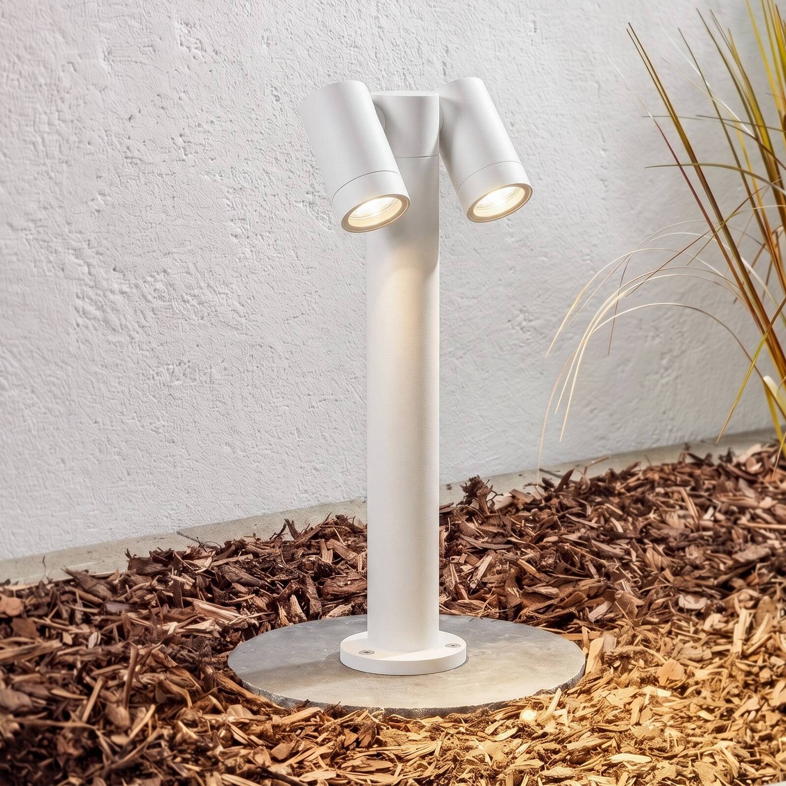Stojacie svietidlo PRIOS Tulimar, 2-pl. žiarovka, 45 cm, biele, IP65