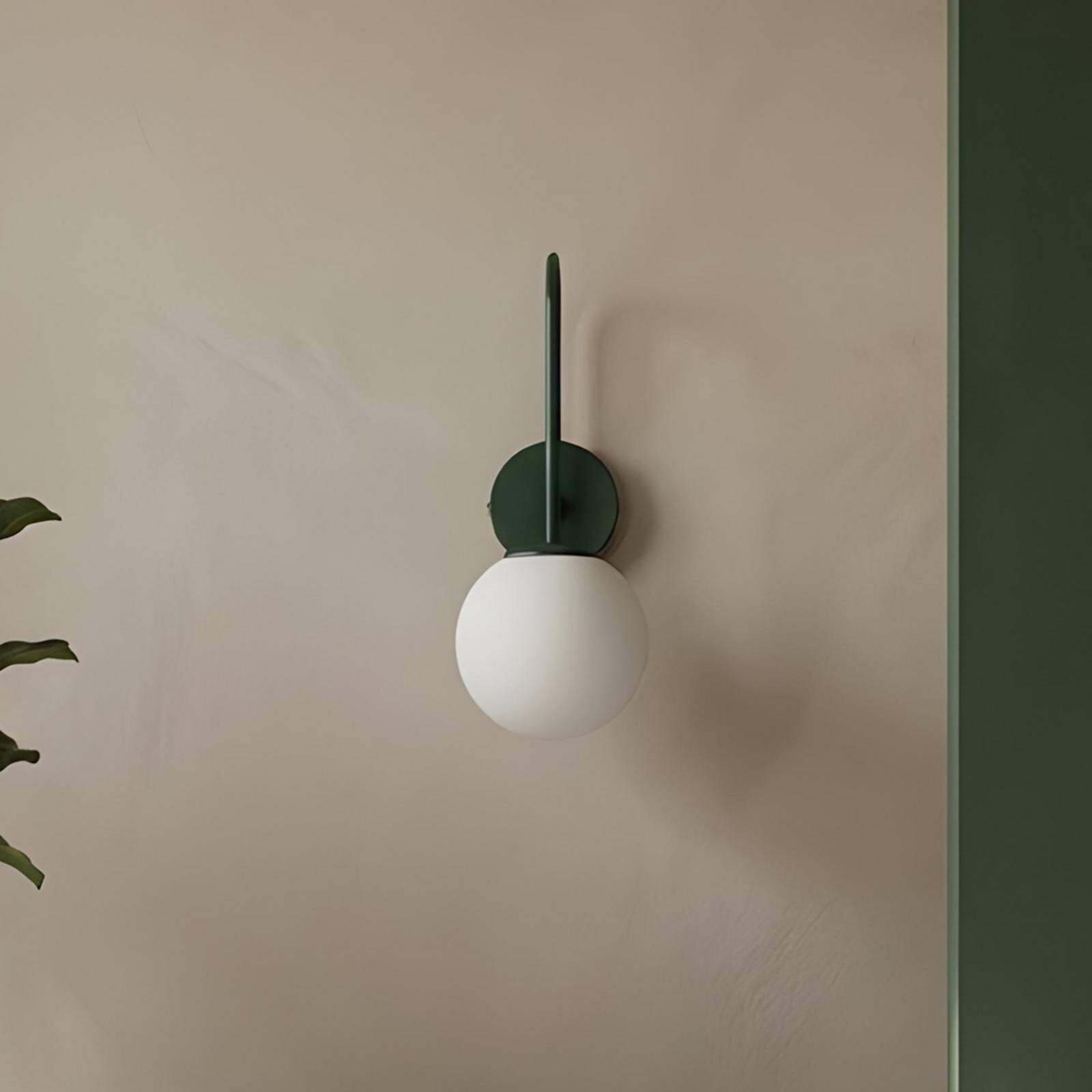 Nástenné svetlo Cambridge, tmavozelená, výška 34 cm, kov/sklo E14