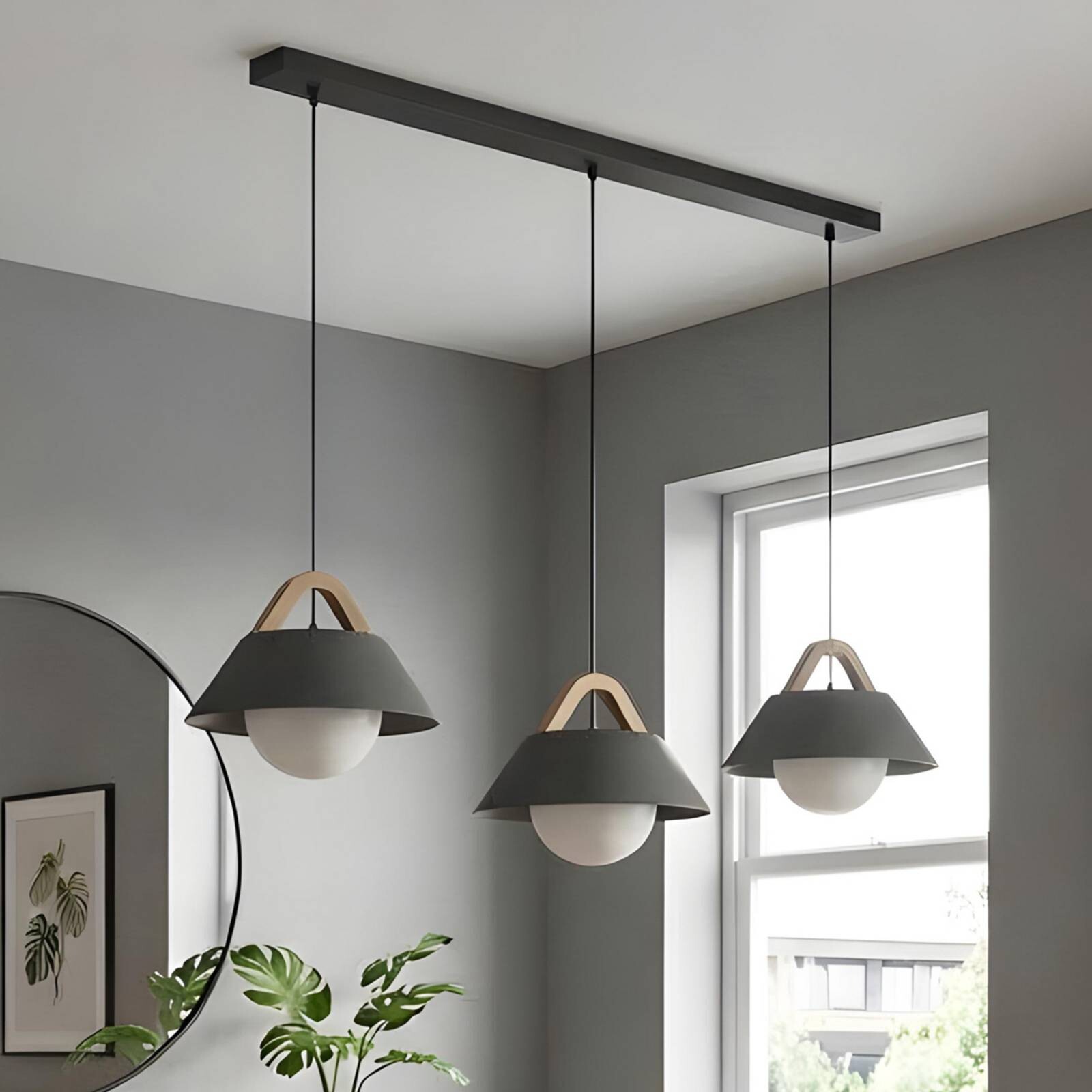 Závesné svietidlo Funda, čierna, dĺžka 110 cm, 3-pl., kov/sklo