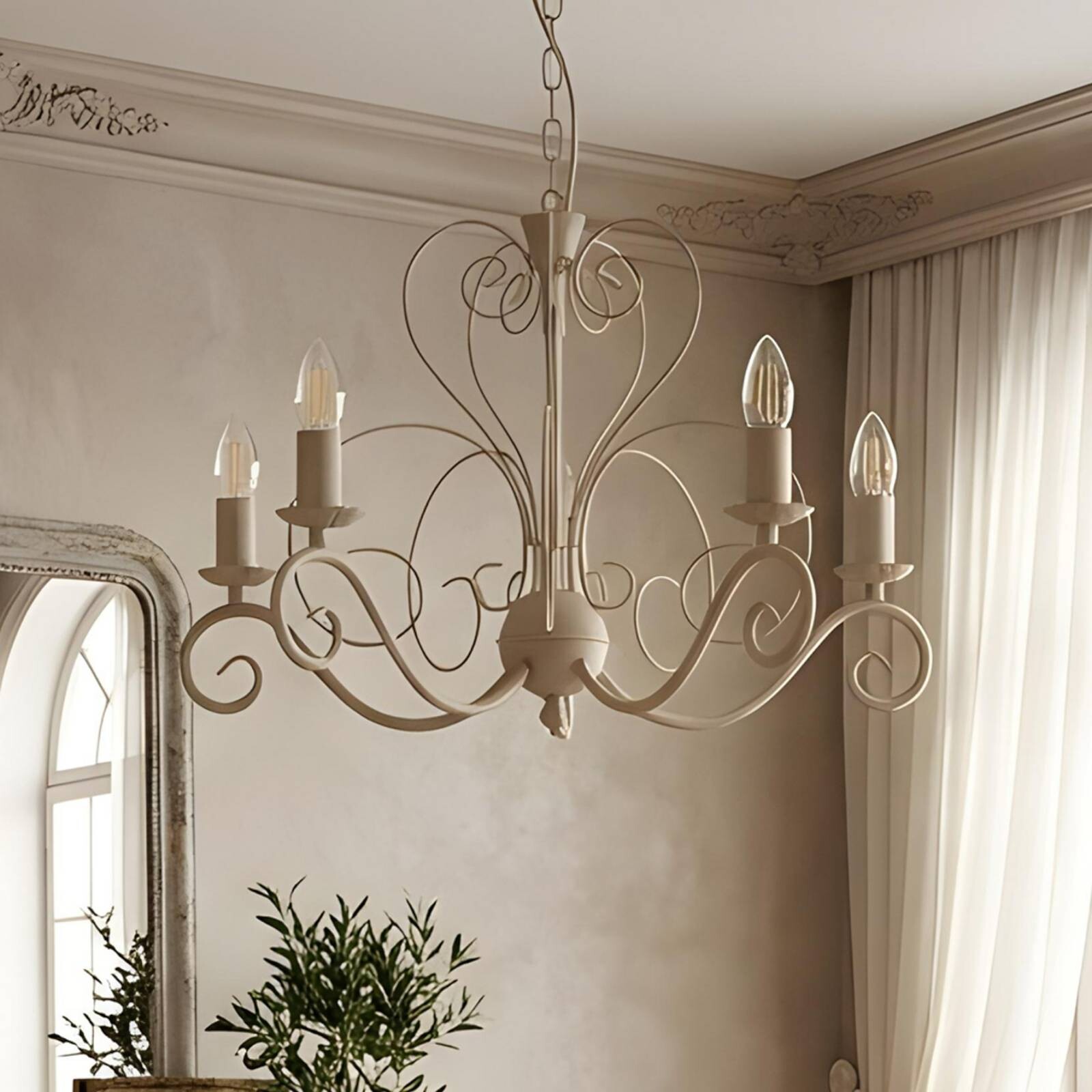 Luster Mauro, béžový, 5-pl., Ø 62 cm, kov, E14