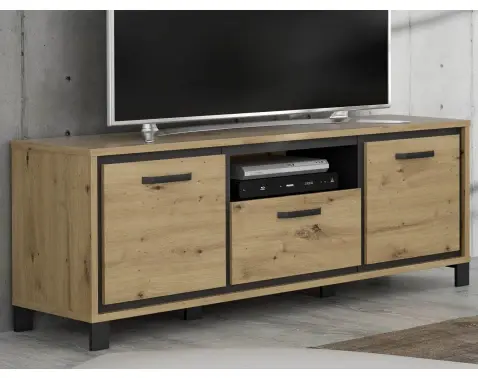 TV skrinka Trondheim 158 cm, dub artisan/dub čierny%