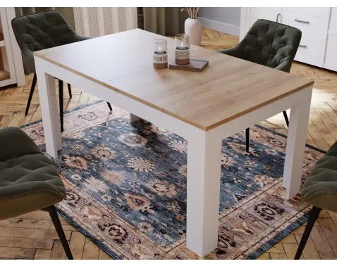 Rozkladací jedálenský stôl ohol 160x90 cm, smrekovec/dub riviéra%