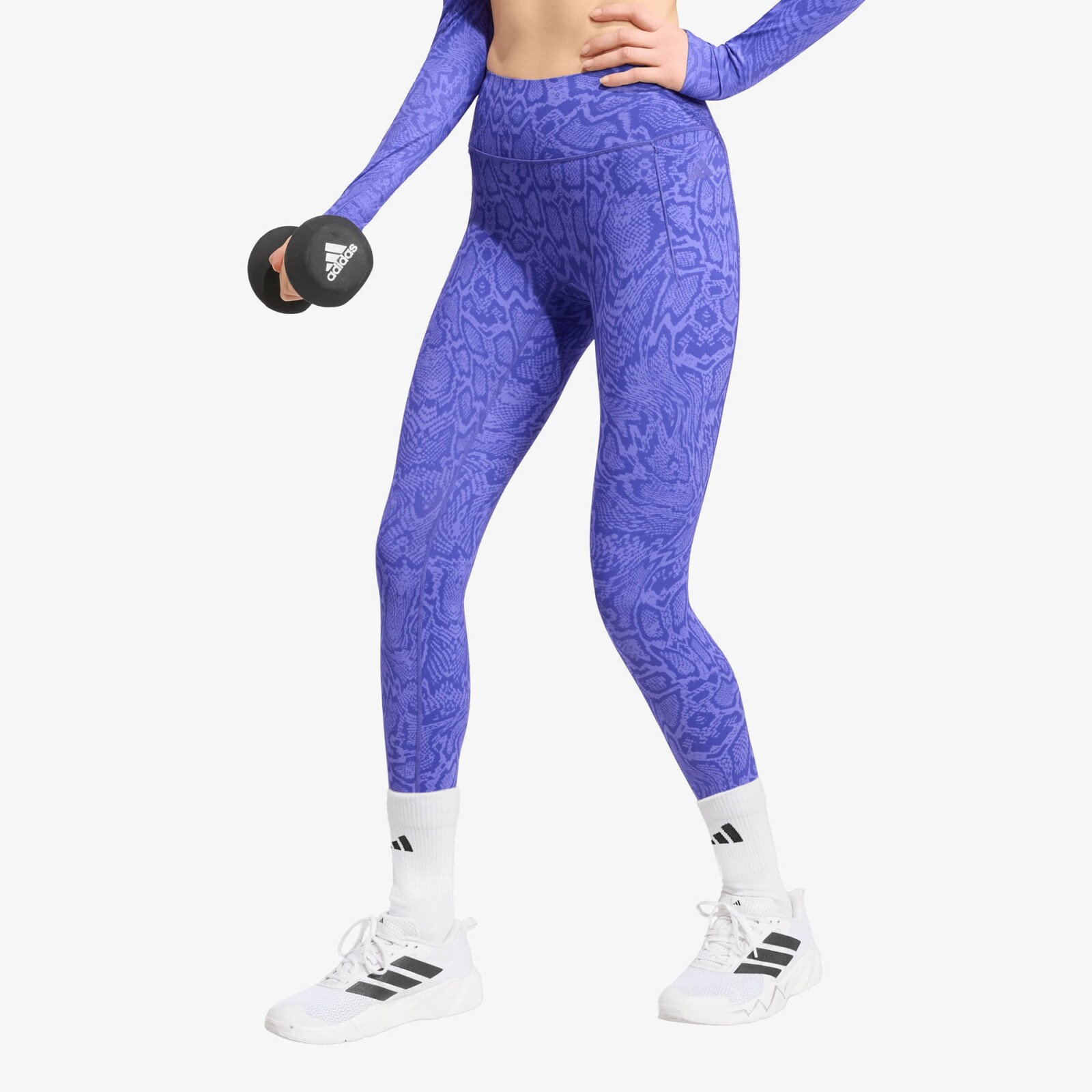 Legíny adidas Optimé Primelift Snake 7/8 Leggings Solar Purple/ Pure Purple L