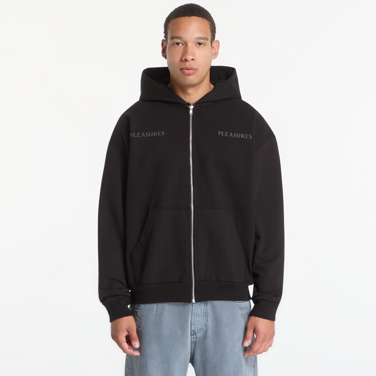 Mikina PLEASURES Spine Zip-Hoodie Black L