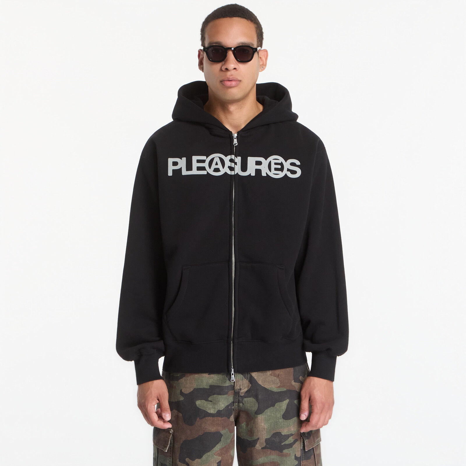 Mikina PLEASURES Zine Zip Hoodie Black XL